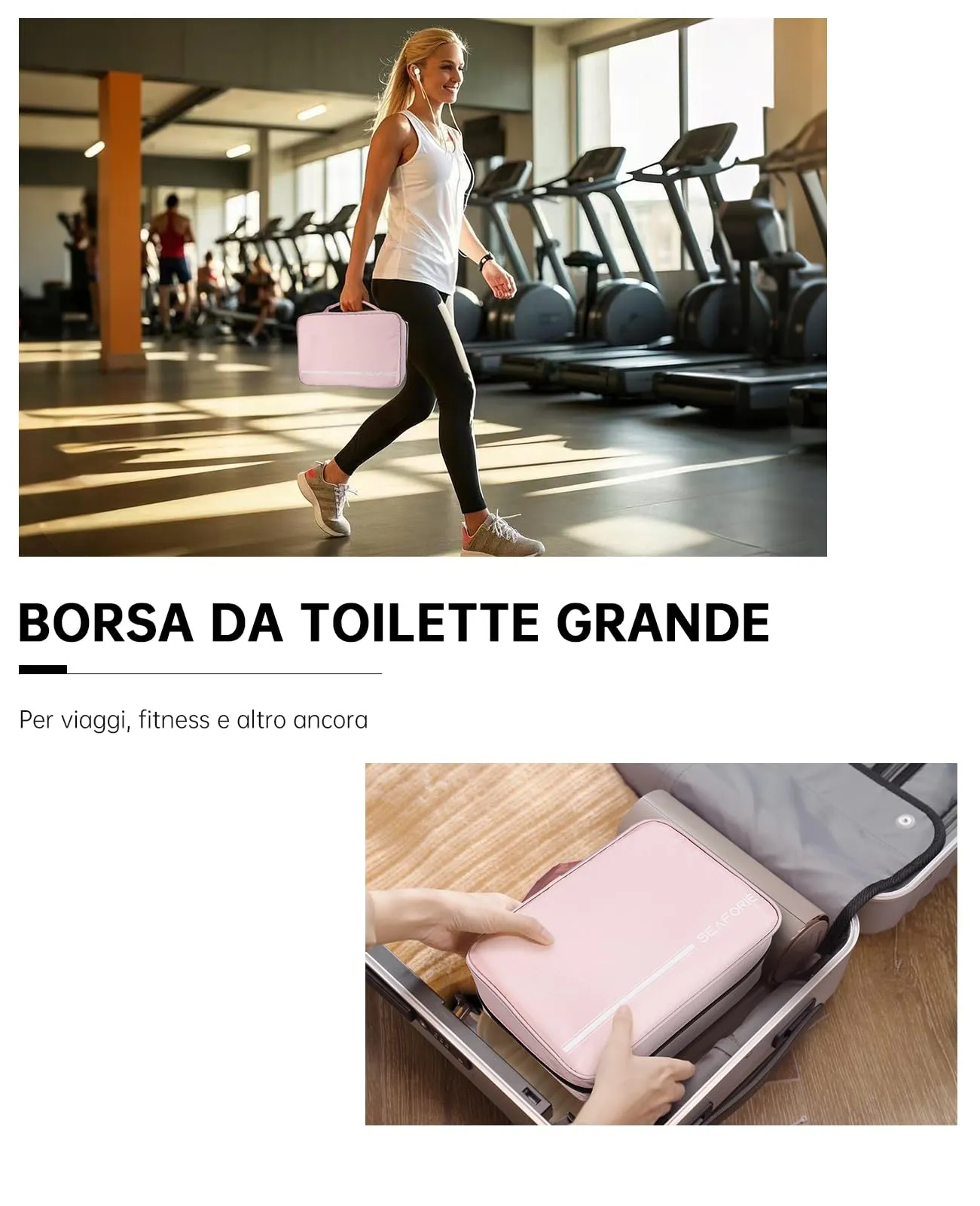 Seaforie Beauty Case da Viaggio per Donna, Rosa, 28.5 x 19.3 x 12.3 cm - immagine 5