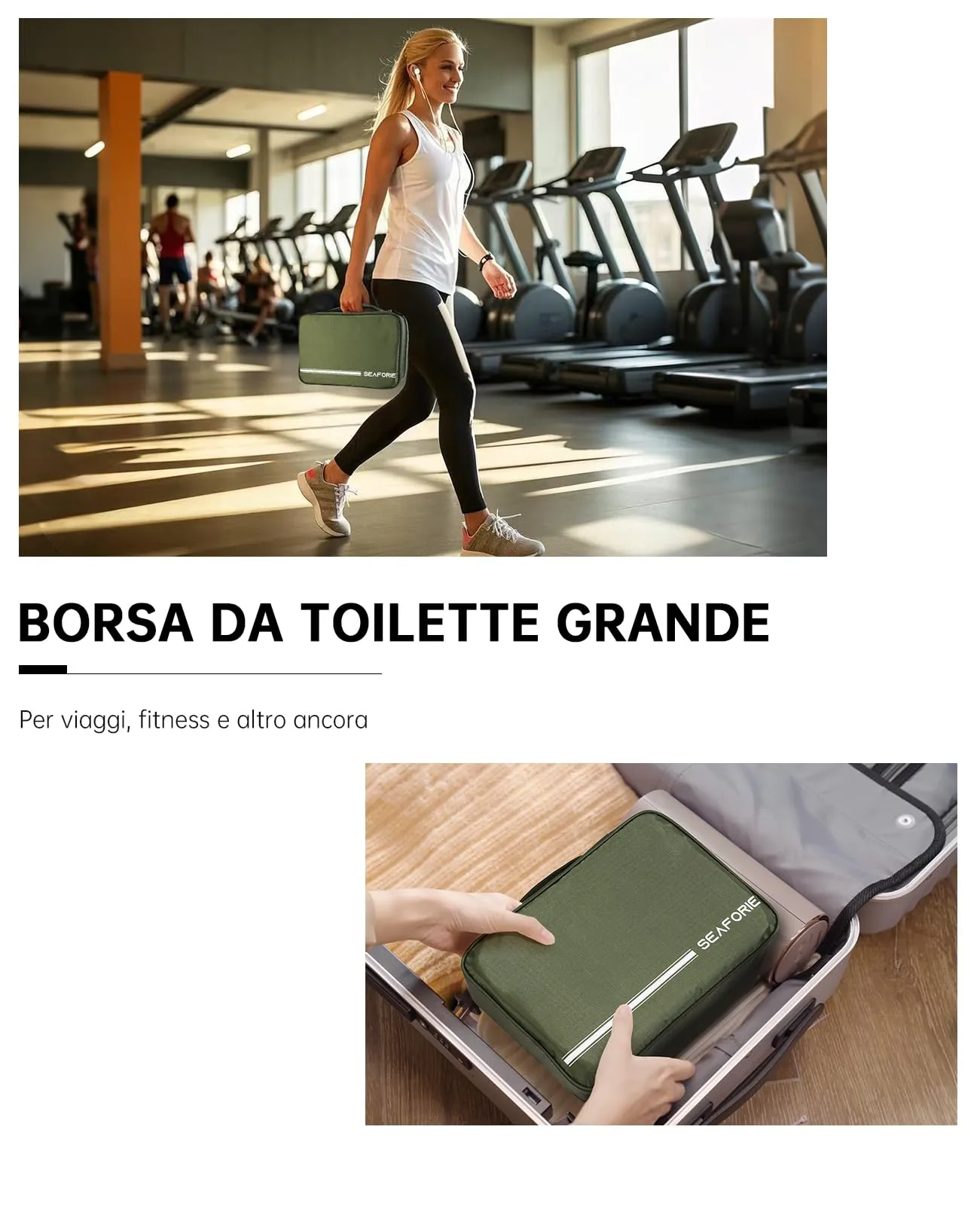 Seaforie Beauty Case da Viaggio Grande, Verde - immagine 5