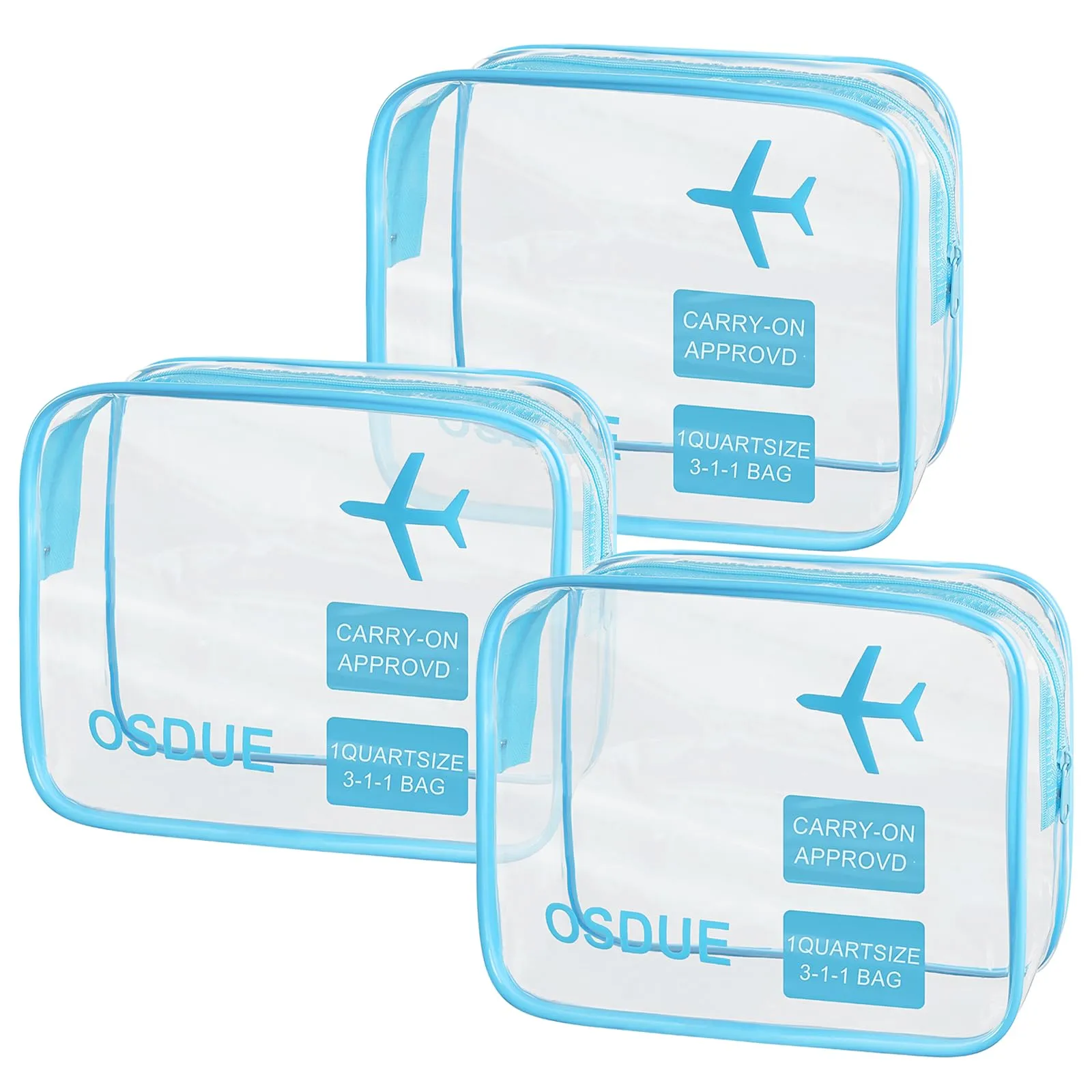 OSDUE Kit Viaggio Liquidi, Borse Trasparenti Impermeabili per Cosmetici, 3 Pezzi - immagine 1
