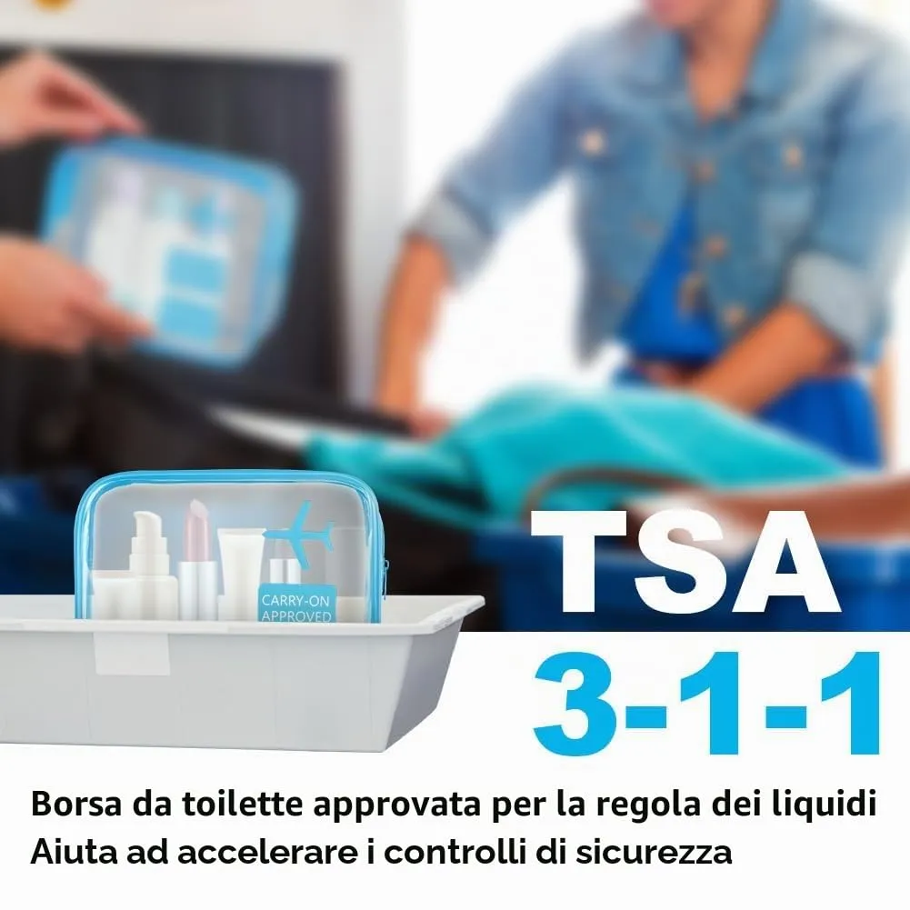 OSDUE Kit Viaggio Liquidi, Borse Trasparenti Impermeabili per Cosmetici, 3 Pezzi - immagine 4