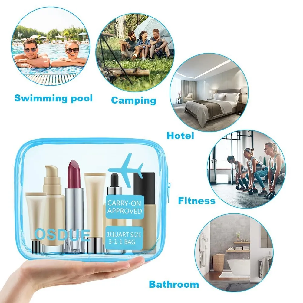 OSDUE Kit Viaggio Liquidi, Borse Trasparenti Impermeabili per Cosmetici, 3 Pezzi - immagine 7