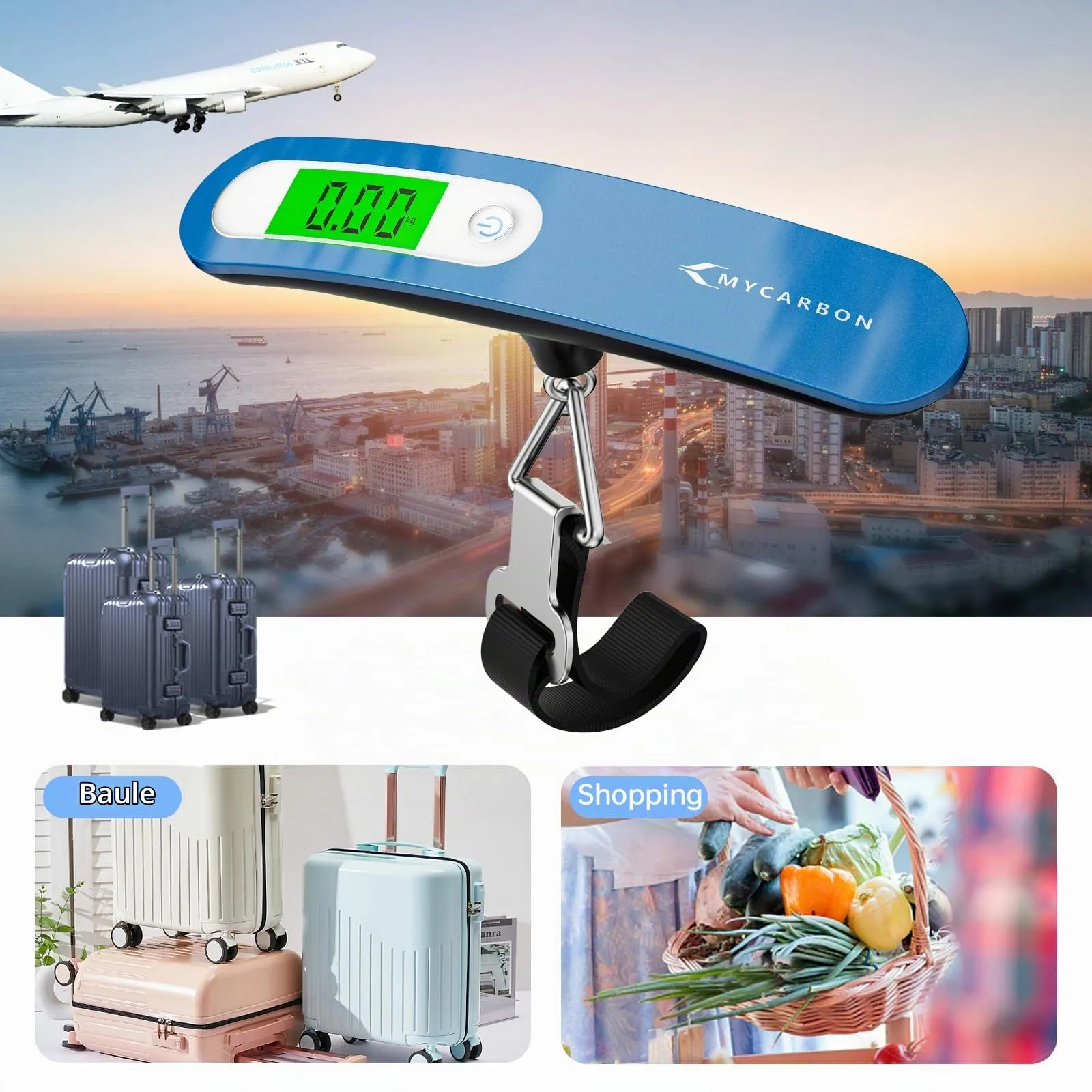 MYCARBON Bilancia per Valigie Elettronica 50kg con Funzione Tara e Display LCD - immagine 5