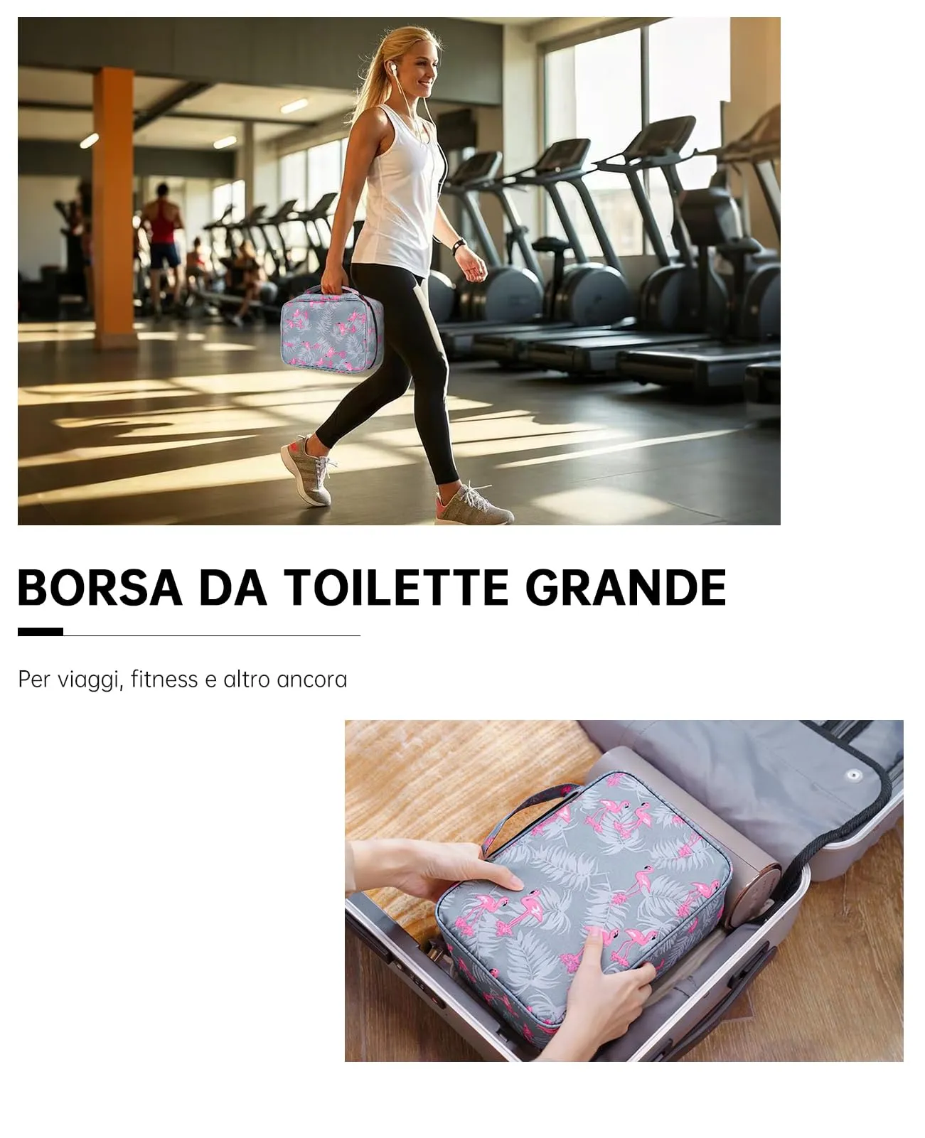 Seaforie Beauty Case da Viaggio per Uomo e Donna, 28,5 x 19,3 x 12,3 cm, Fenicottero - immagine 6