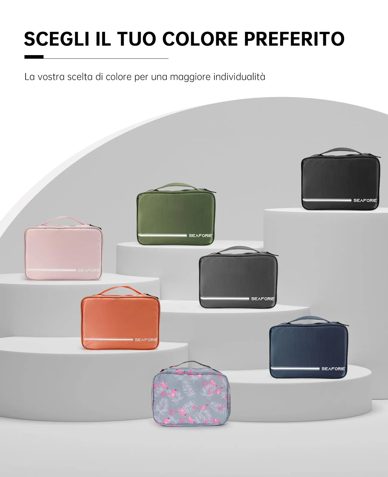 Seaforie Beauty Case da Viaggio per Uomo e Donna, 28,5 x 19,3 x 12,3 cm, Fenicottero - immagine 7