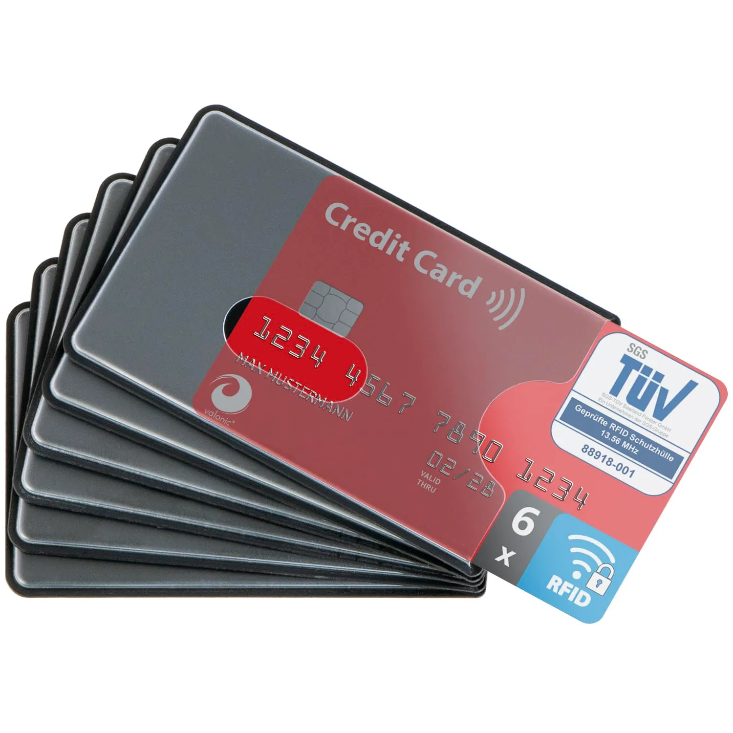 valonic Custodia RFID Blocker, 6 Pezzi, Trasparente - immagine 1