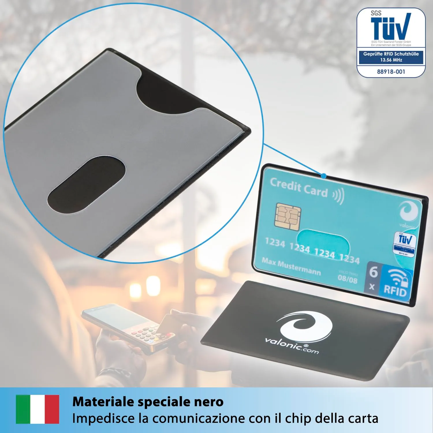 valonic Custodia RFID Blocker, 6 Pezzi, Trasparente - immagine 8
