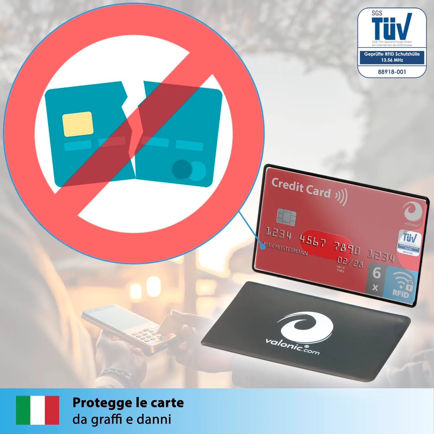 valonic Custodia RFID Blocker, 6 Pezzi, Trasparente - immagine 9