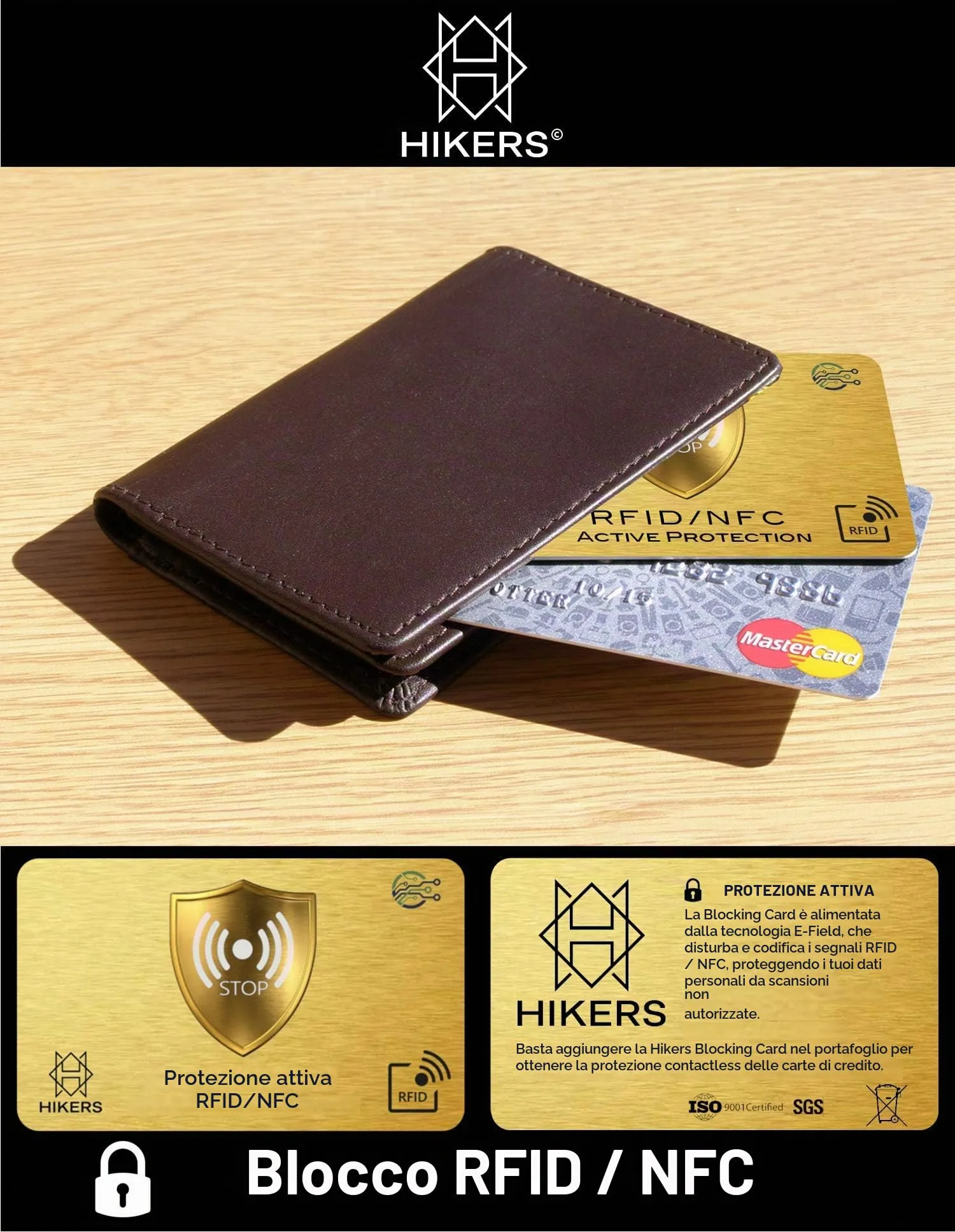 HIKERS Carta di blocco RFID/NFC per carte di credito, bancomat e passaporto (Pack 3 carte) - immagine 2