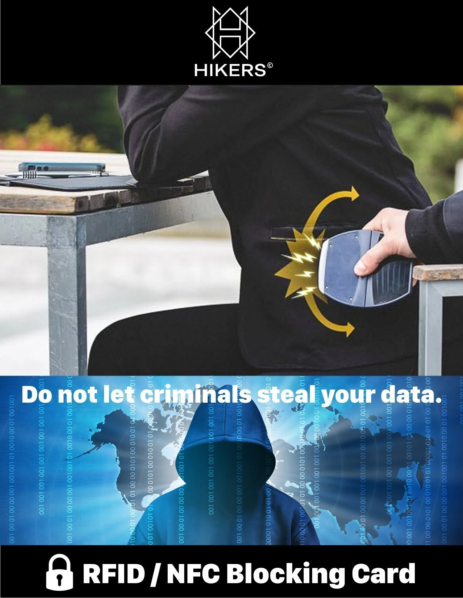 HIKERS Carta Protezione RFID/NFC per Carte di Credito, Bancomat e Passaporto, Oro, Pack 1 - immagine 4