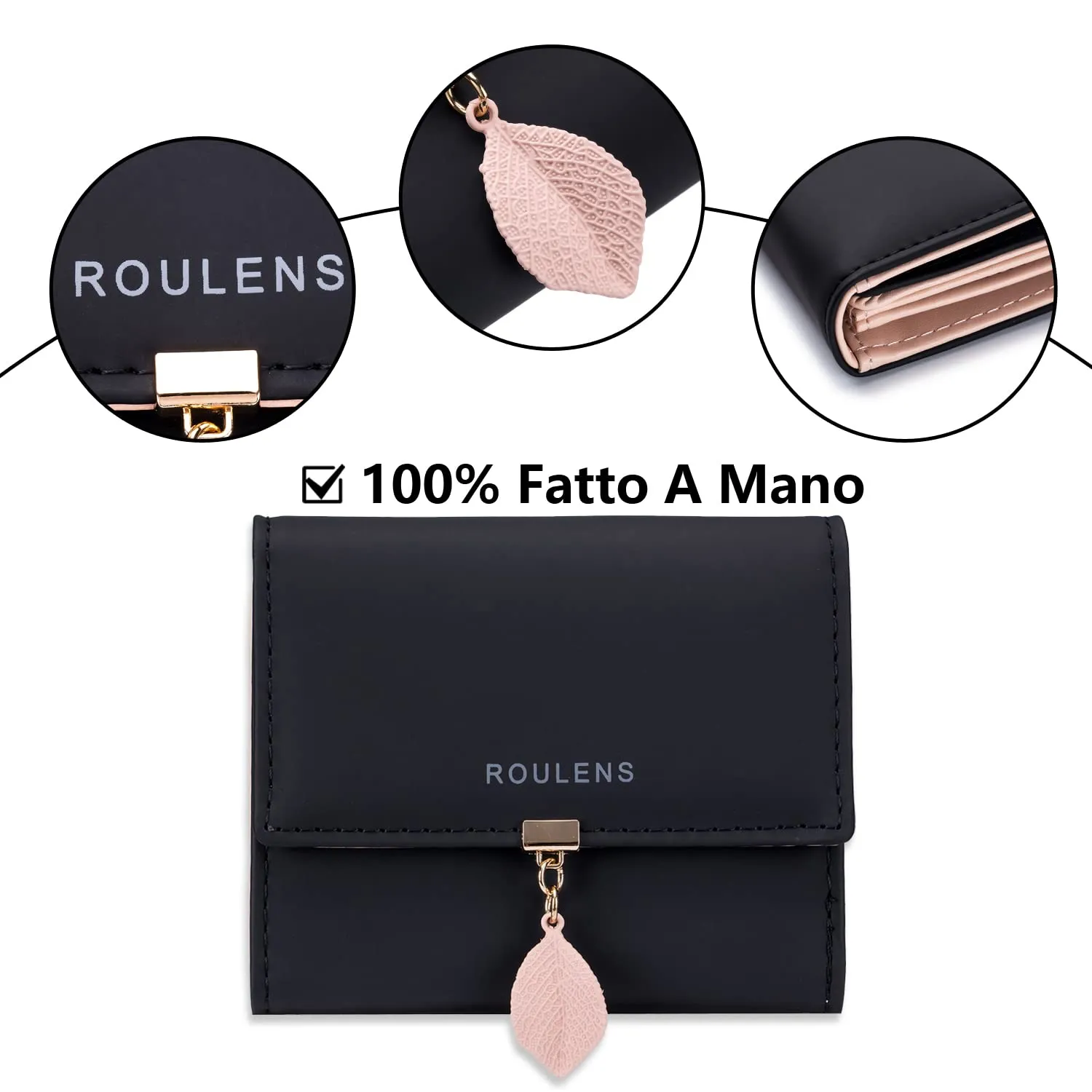 Roulens Portafoglio da Donna in Pelle PU con RFID e Ciondolo a Foglia - immagine 4