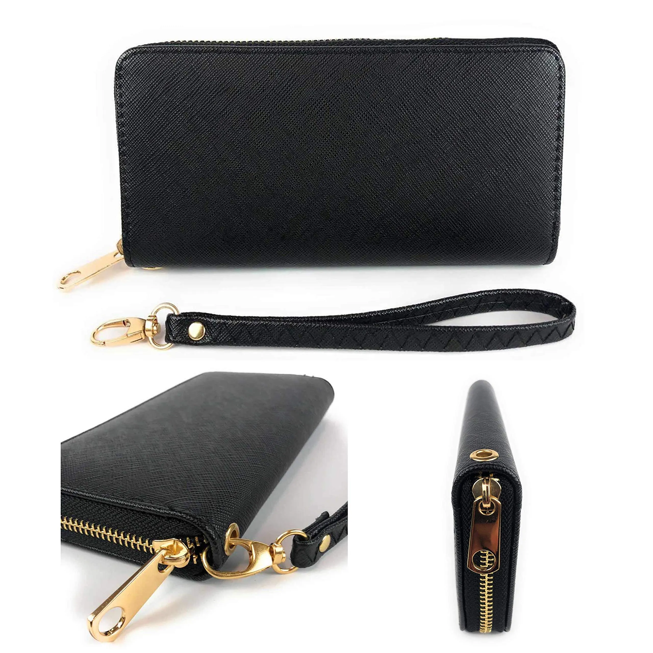 ELIOX Portafoglio Donna Zip Around in Pelle Sintetica, Nero - immagine 4
