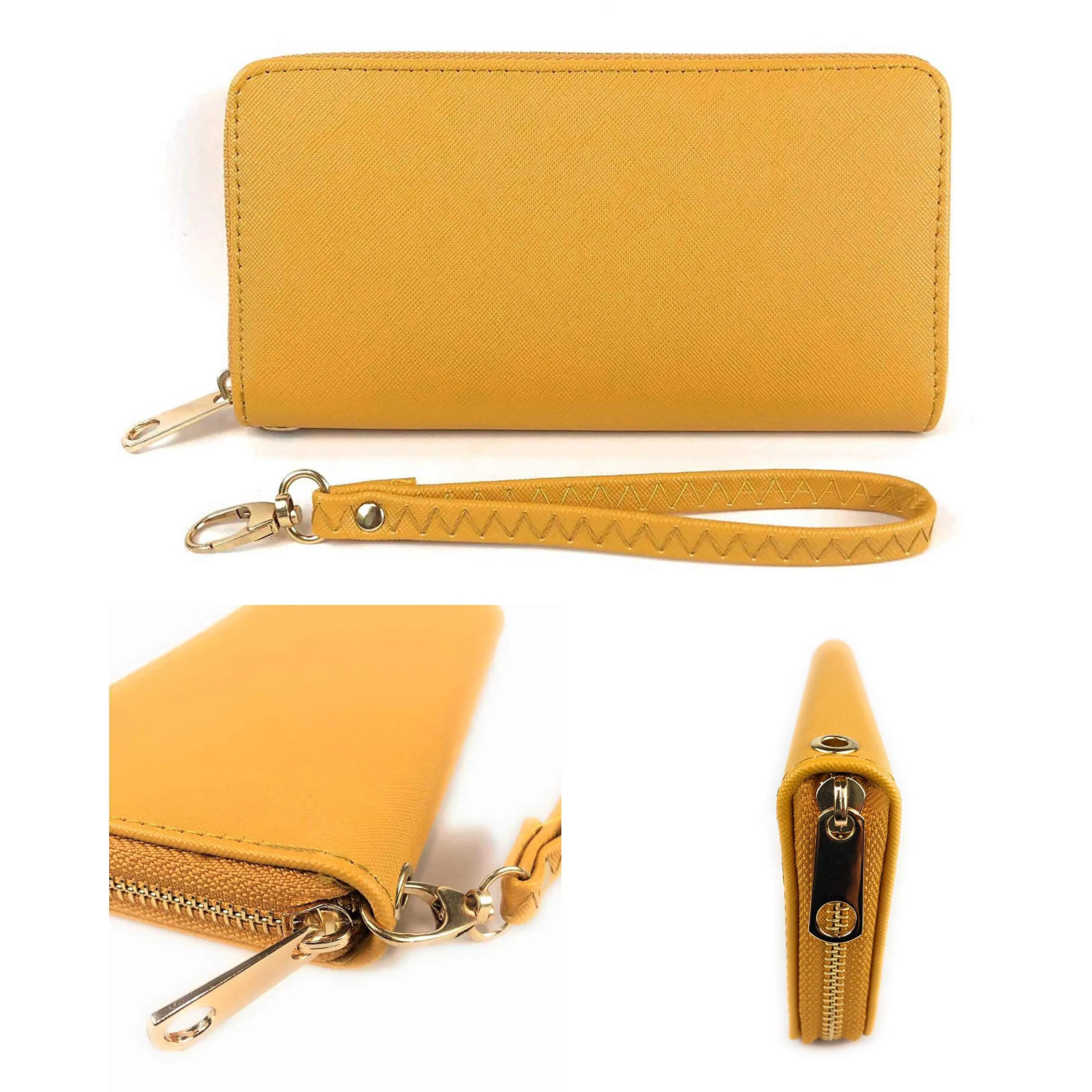 ELIOX Portafoglio Donna Zip Around in Pelle Sintetica - Giallo - immagine 4