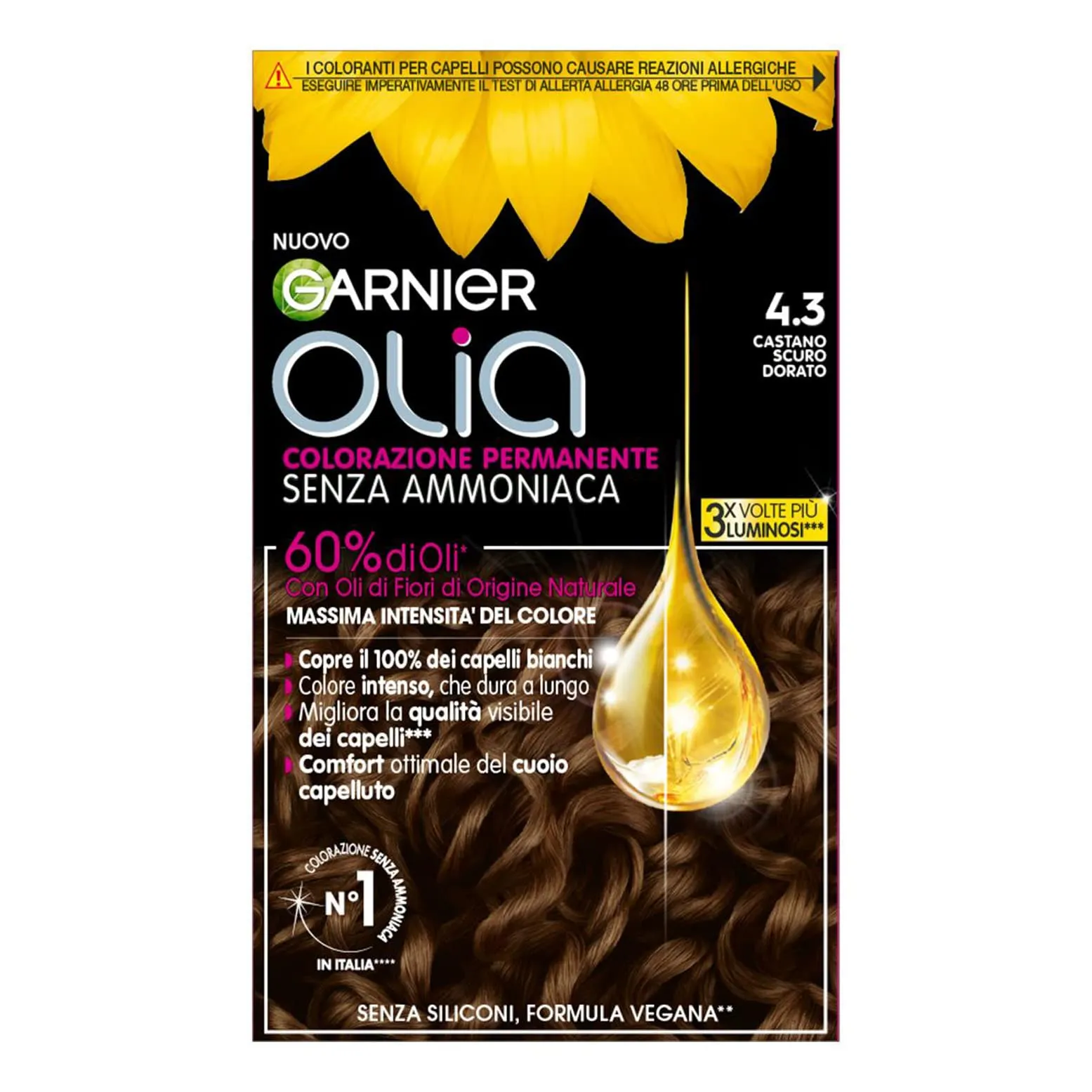 Garnier Olia Colorazione Permanente Senza Ammoniaca, Castano Scuro Dorato - immagine 1