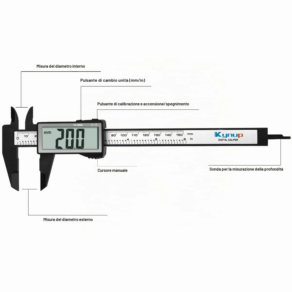 Kynup Calibro Digitale 150 mm con Schermo LCD - immagine 5