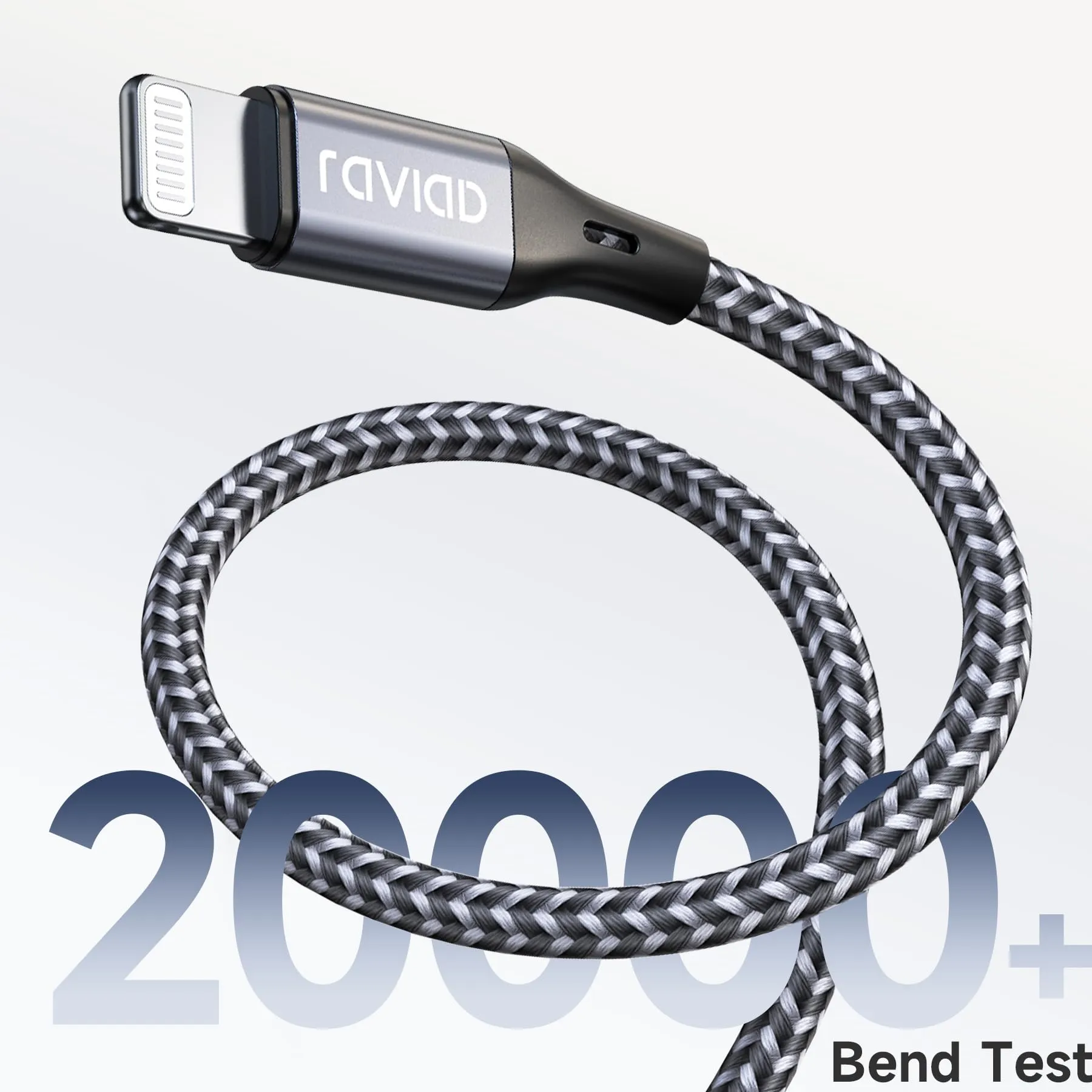 RAVIAD Cavo iPhone Certificato MFi, 30cm, Grigio - immagine 5