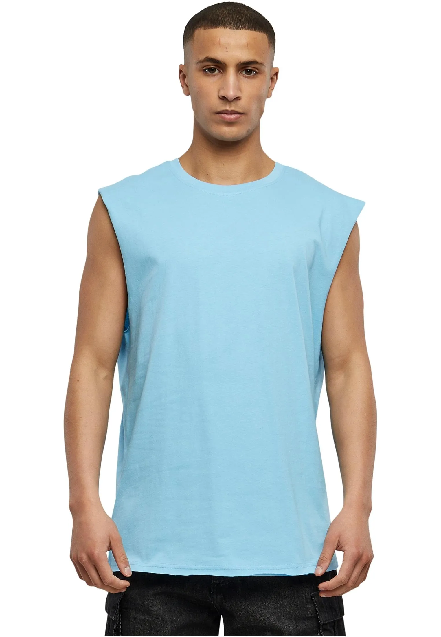 Urban Classics Open Edge Sleeveless Tee, Blu Baltico, S - immagine 1
