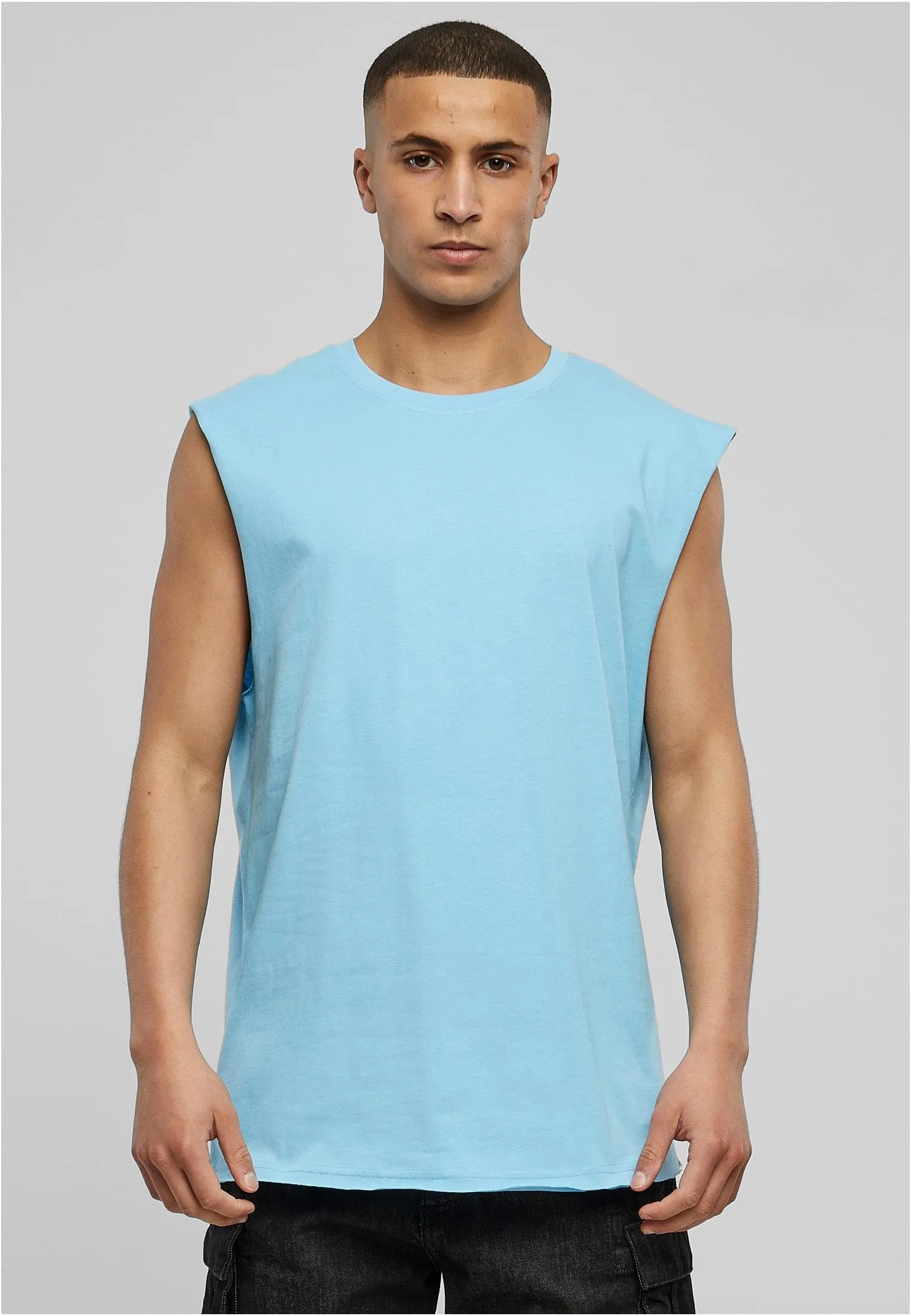 Urban Classics Open Edge Sleeveless Tee, Blu Baltico, S - immagine 5