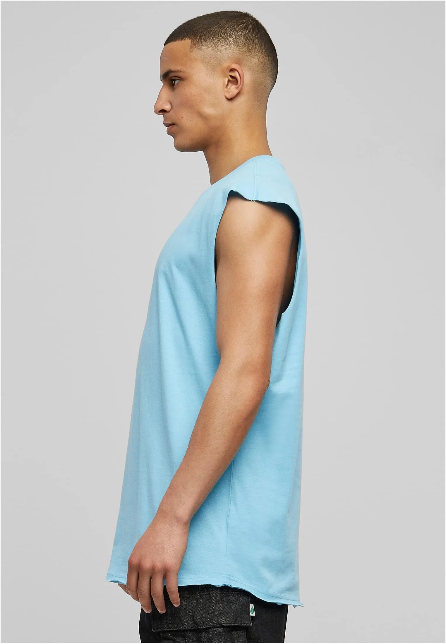 Urban Classics Open Edge Sleeveless Tee, Blu Baltico, S - immagine 7