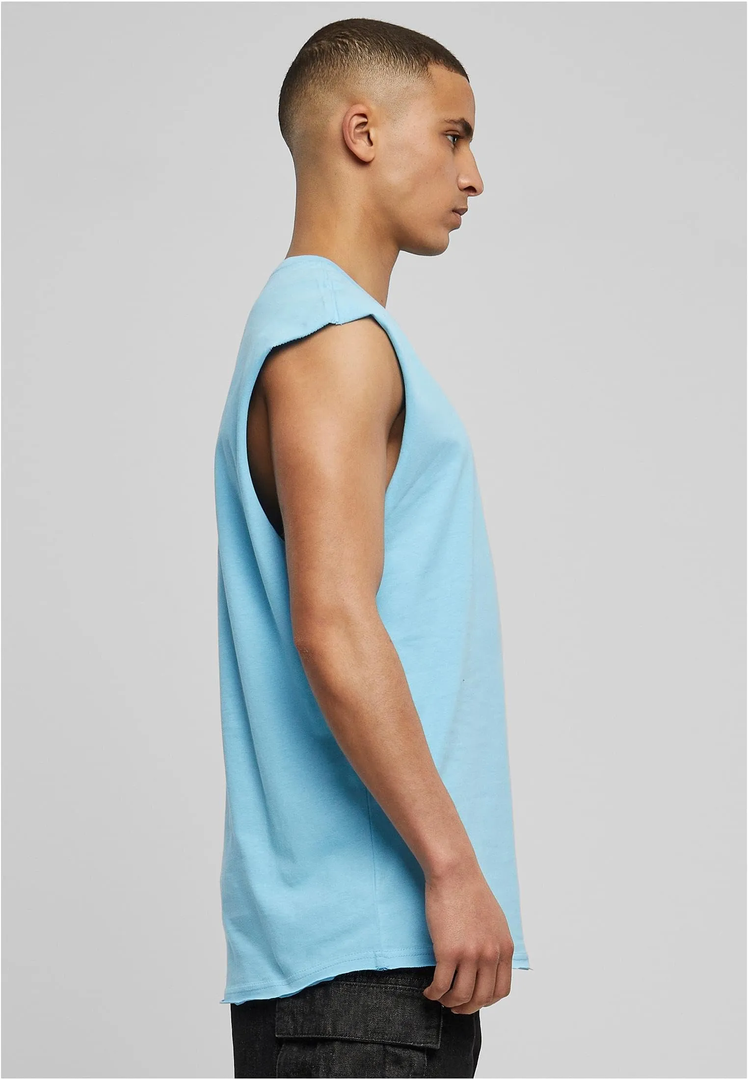 Urban Classics Open Edge Sleeveless Tee, Blu Baltico, S - immagine 8