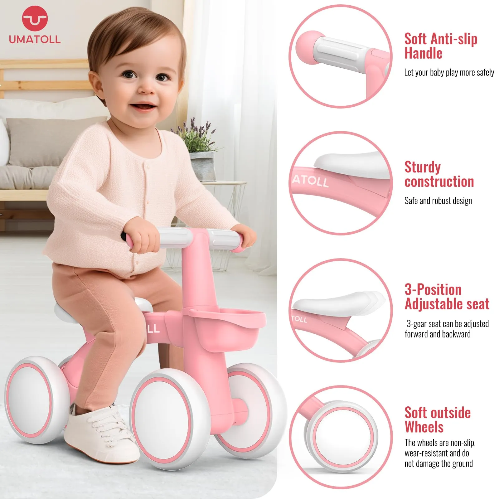 Umatoll Bici Senza Pedali per Bambini 1-2 Anni, B402 - immagine 2