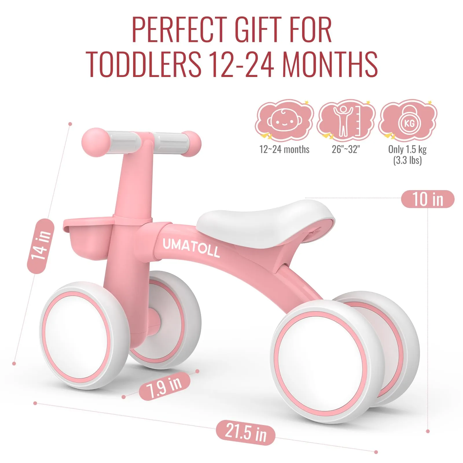 Umatoll Bici Senza Pedali per Bambini 1-2 Anni, B402 - immagine 9