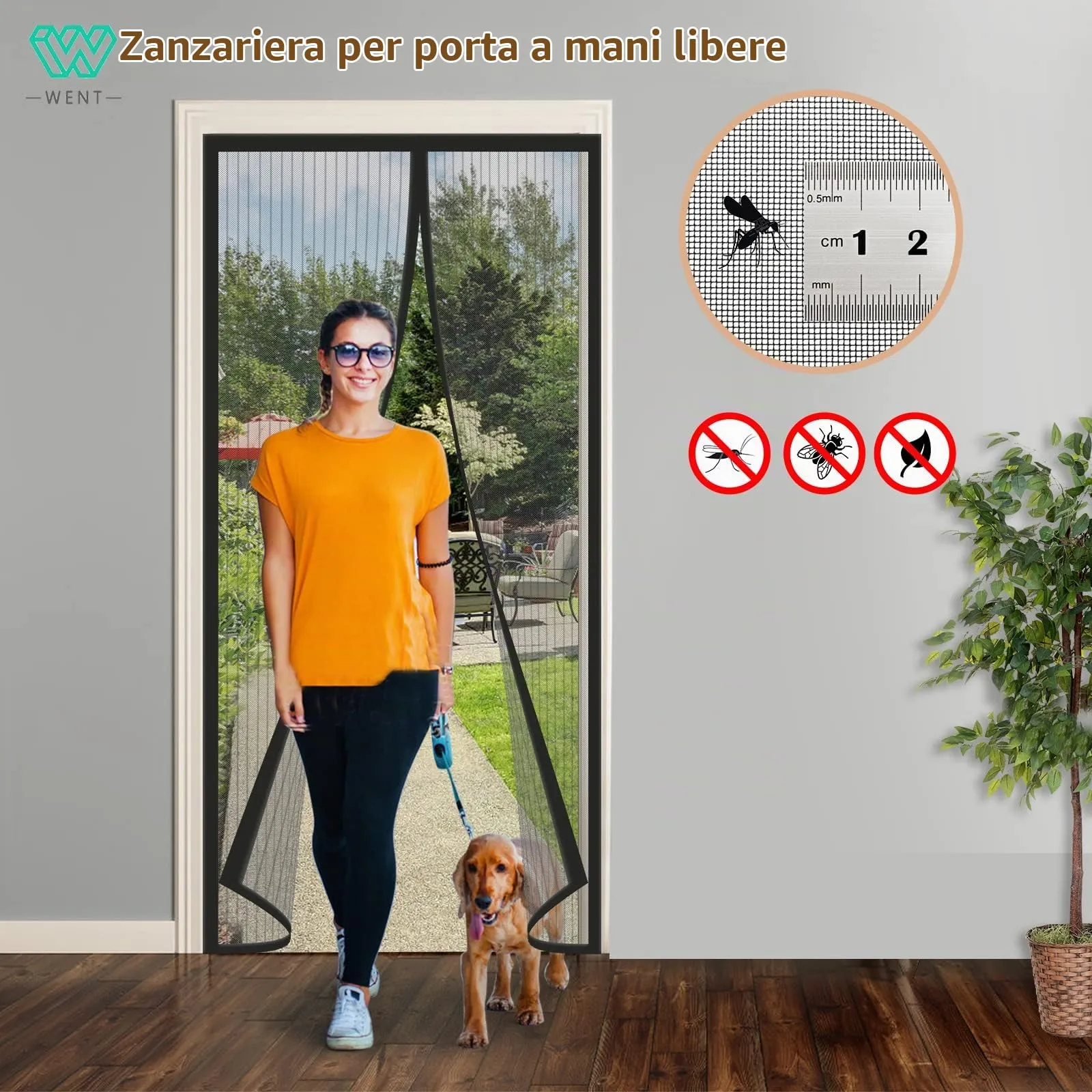 WENT Zanzariera Magnetica per Porte, 65x175 cm, Grigio - immagine 2