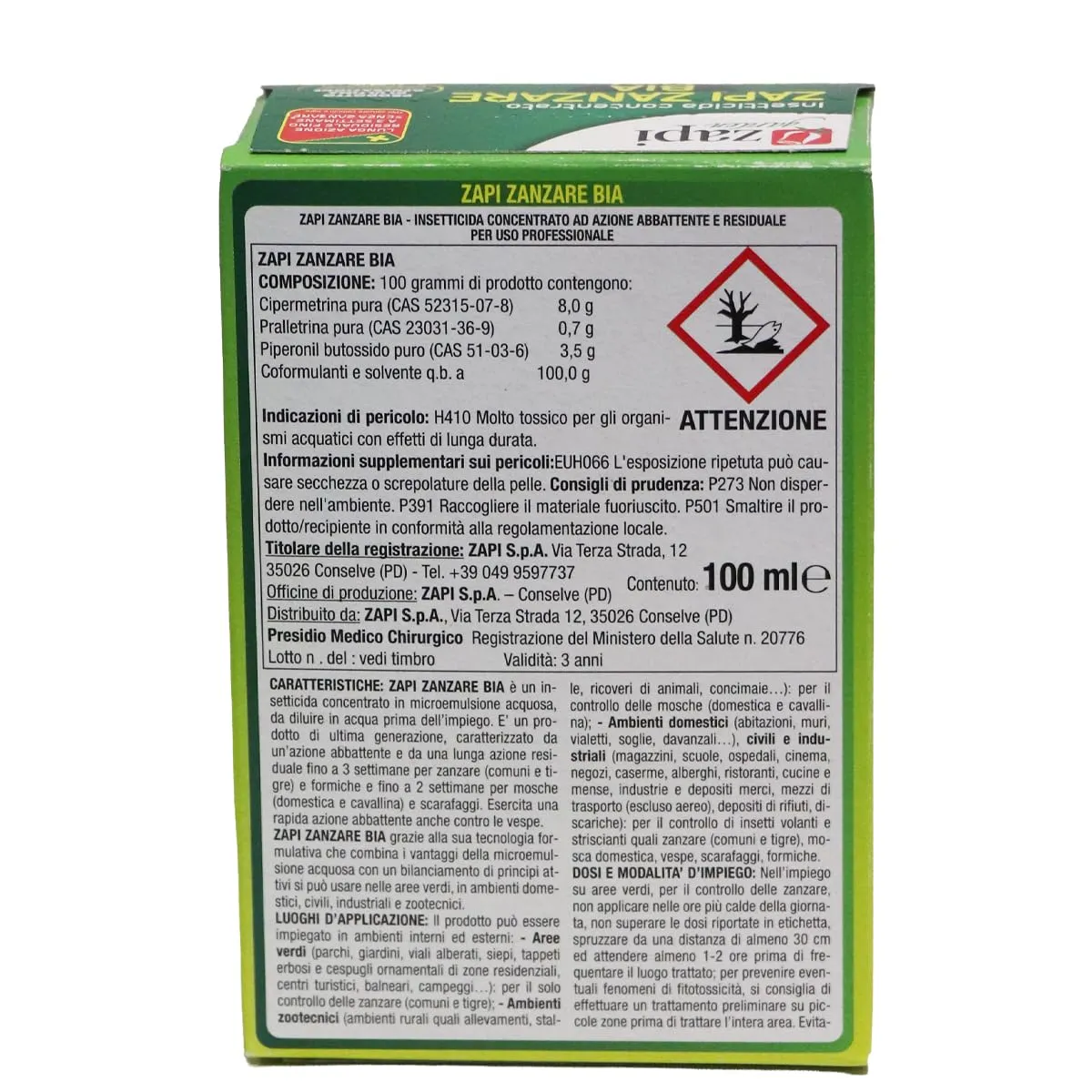 Zapi Zanzare Bia Verde Insetticida Anti Zanzare Concentrato, 100 ml - immagine 5