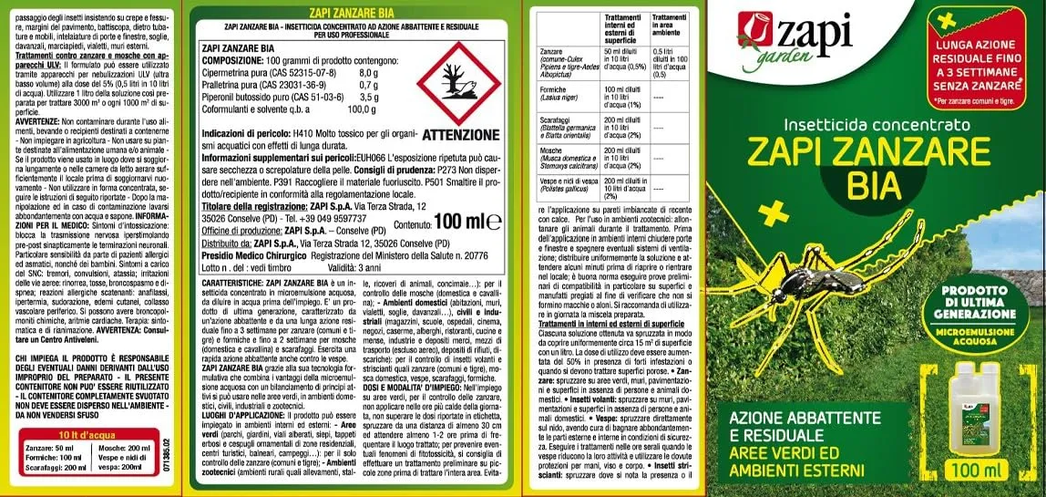 Zapi Zanzare Bia Verde Insetticida Anti Zanzare Concentrato, 100 ml - immagine 6