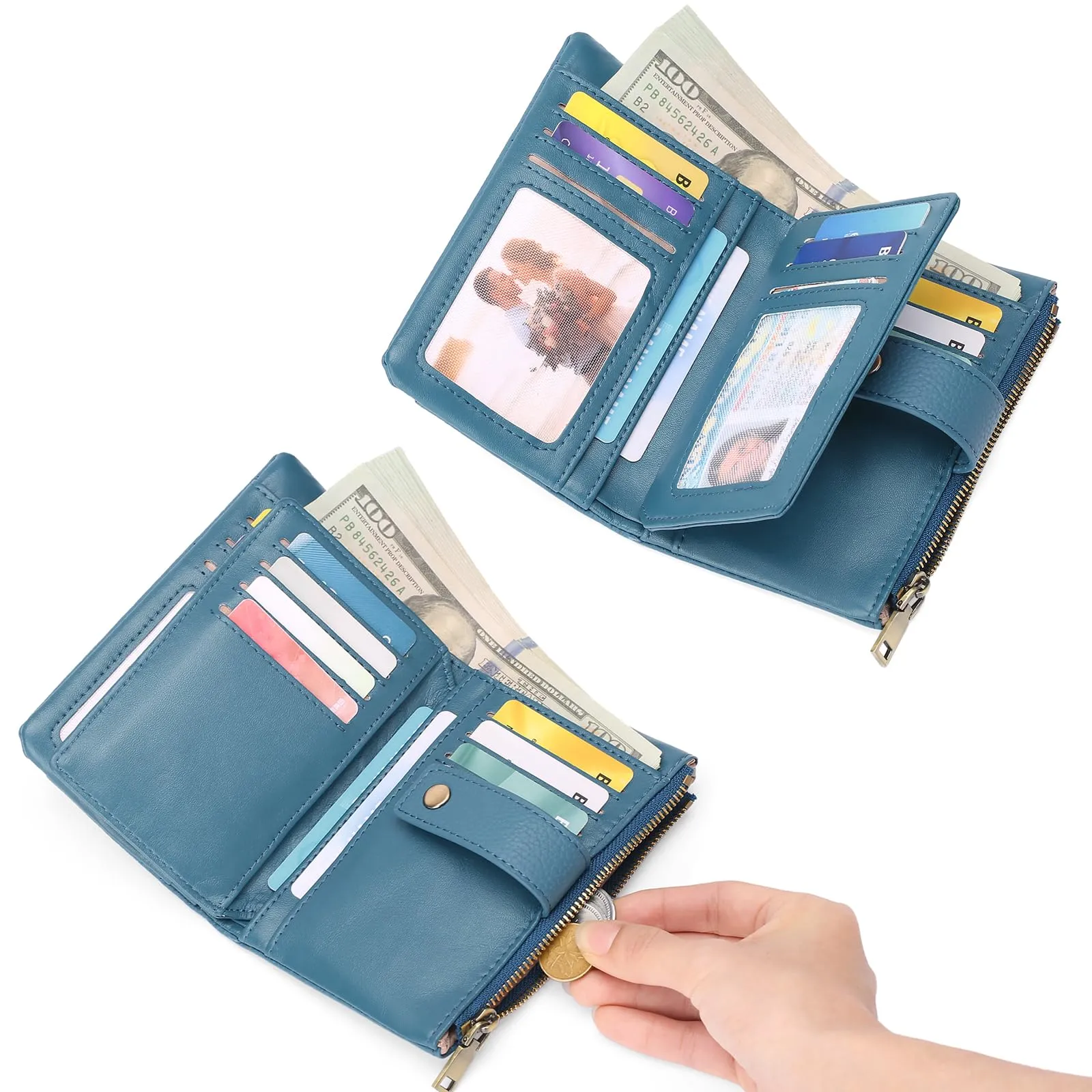 SENDEFN Portafoglio Donna Medio in Pelle con Blocco RFID, Portamonete con Slot per Carte e Tracolla Staccabile - immagine 4