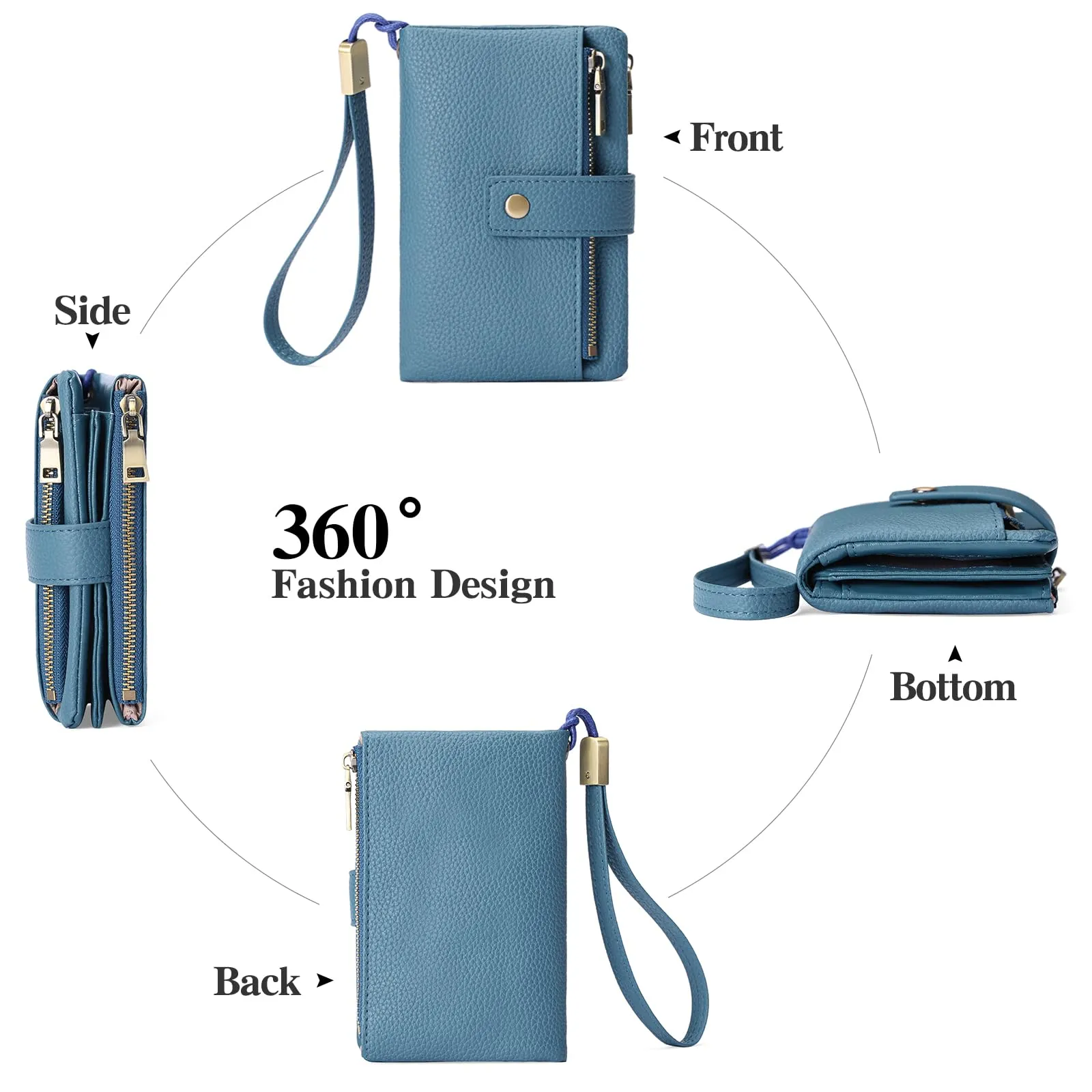 SENDEFN Portafoglio Donna Medio in Pelle con Blocco RFID, Portamonete con Slot per Carte e Tracolla Staccabile - immagine 5