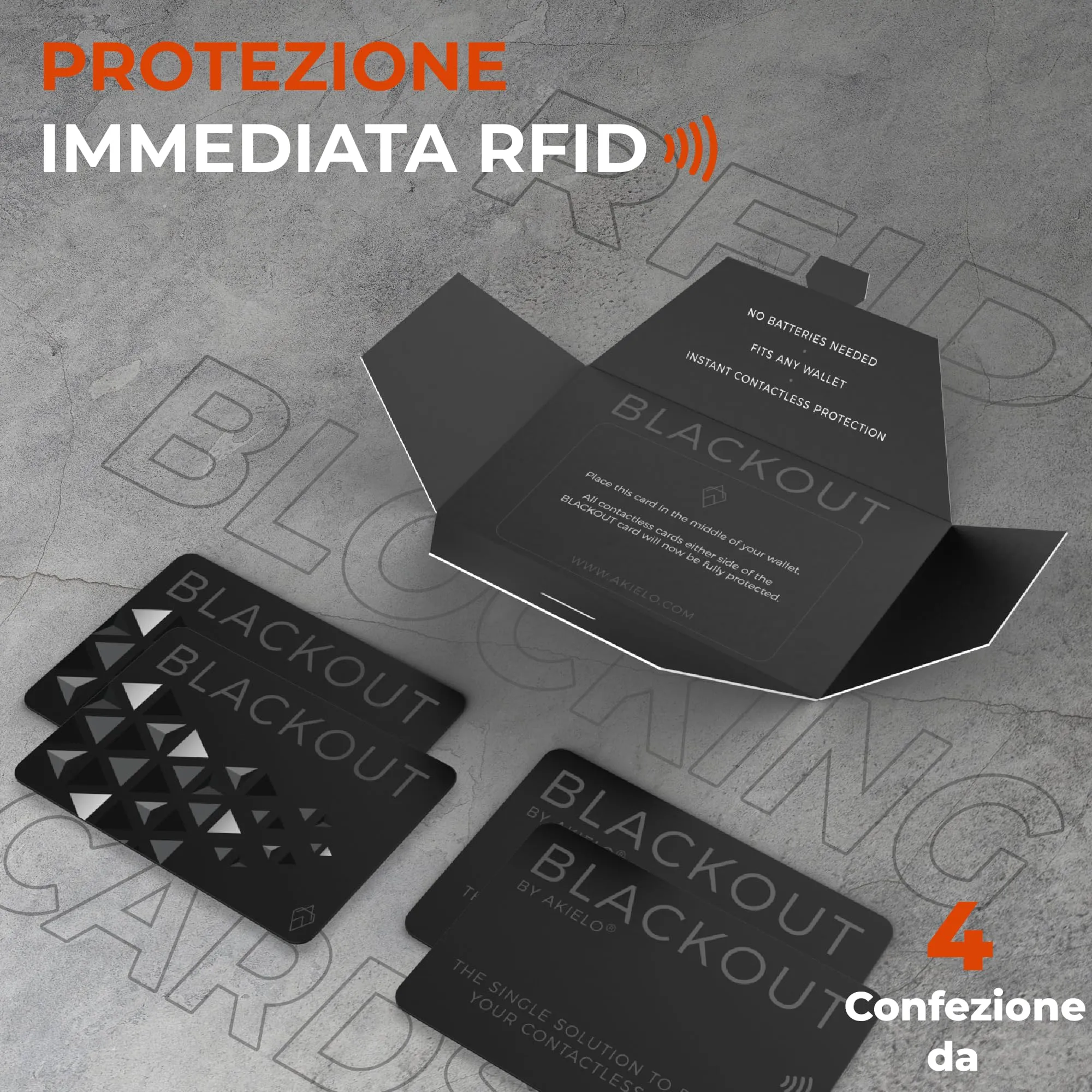 AKIELO Blackout RFID Protection Card, Edizione Nera, 4 Pezzi - immagine 8