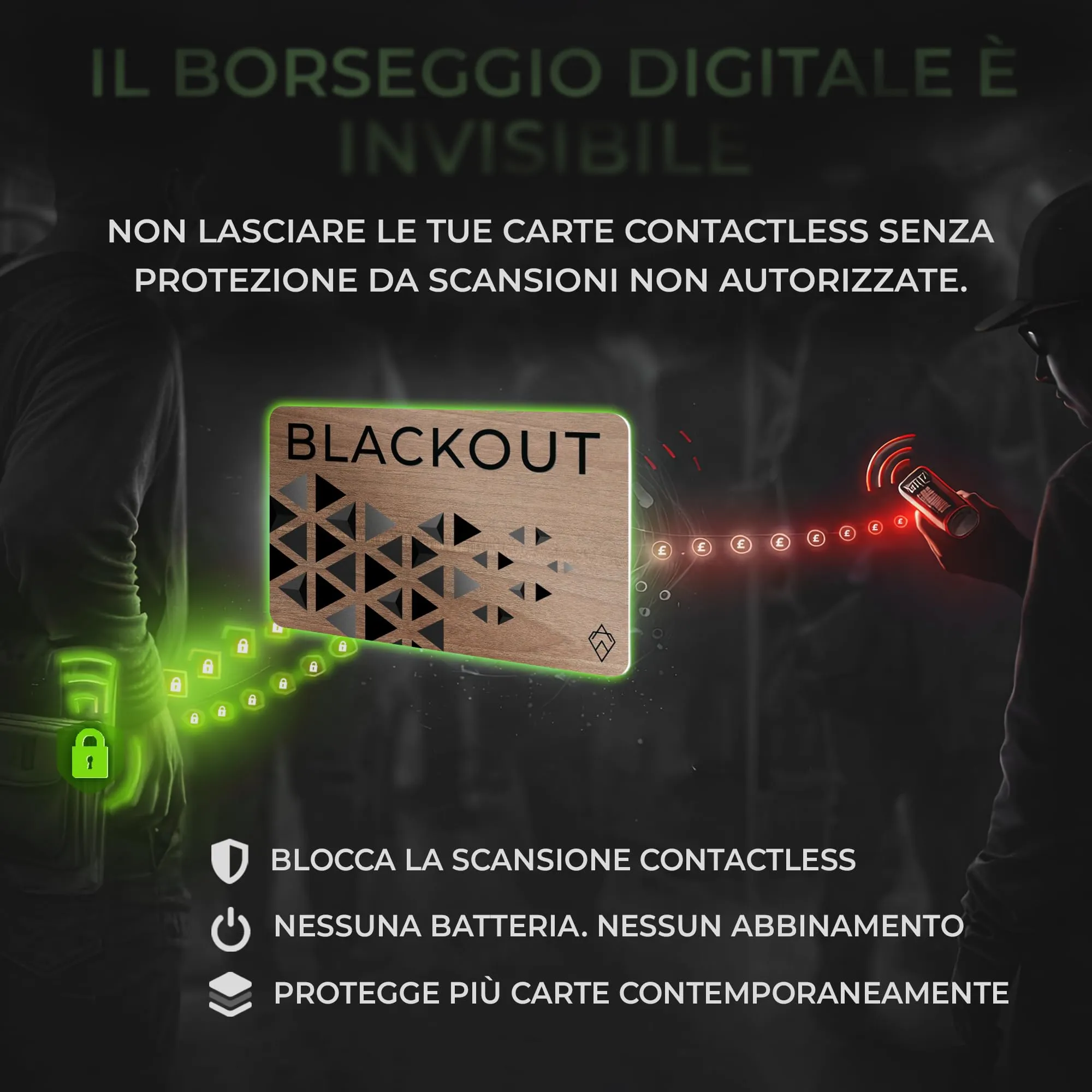 AKIELO Blackout RFID Protection Card, Edizione Legno, 2 Pezzi - immagine 2