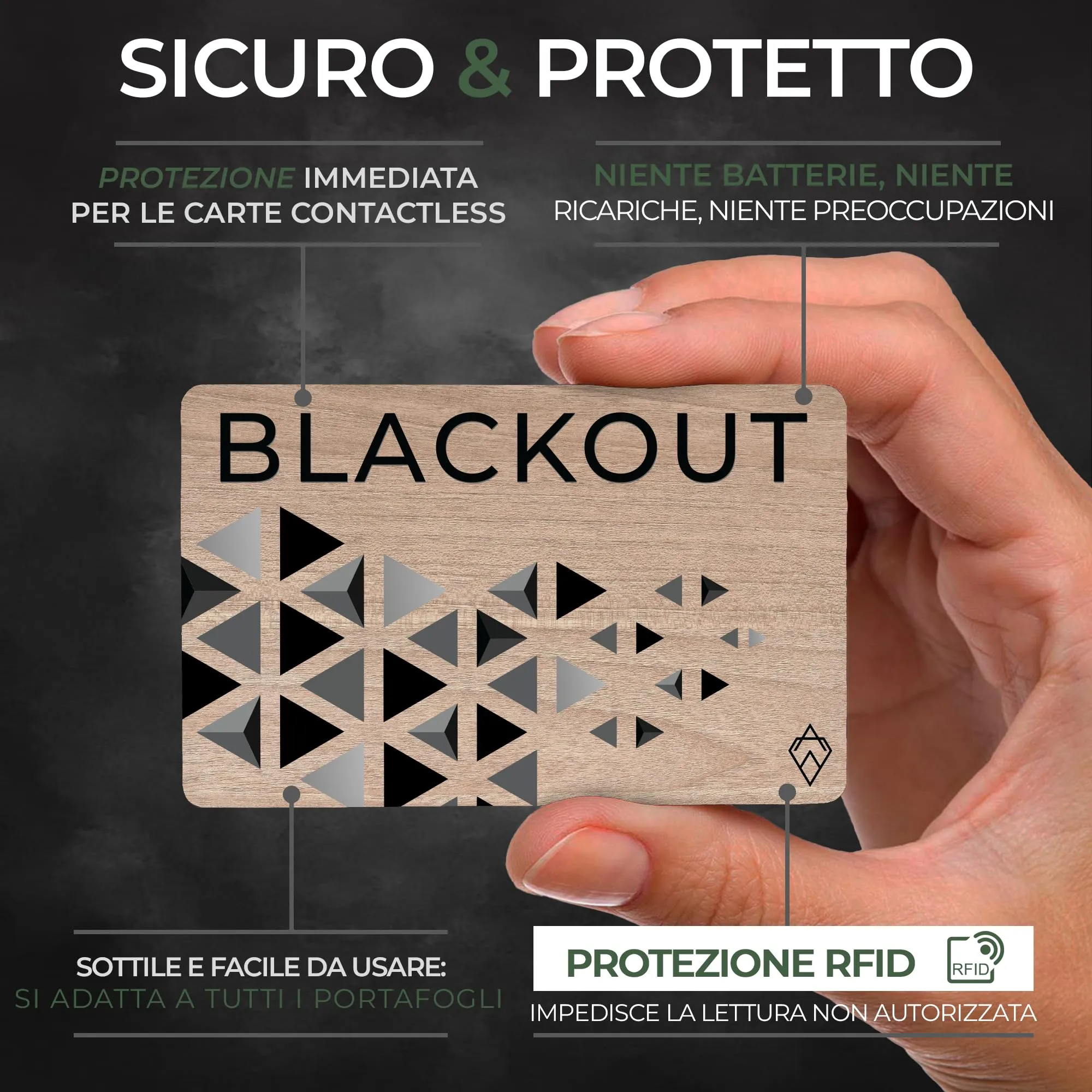 AKIELO Blackout RFID Protection Card, Edizione Legno, 2 Pezzi - immagine 3