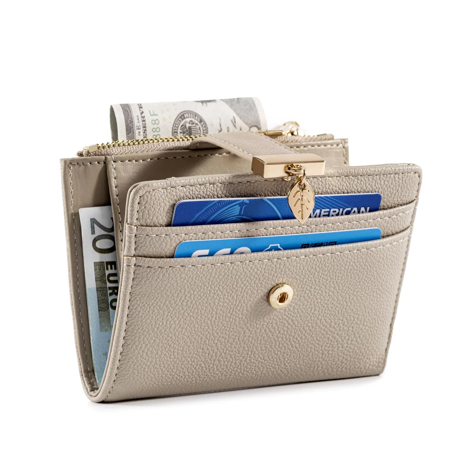 Pomelo Best Portafoglio Donna Compatto con Zip e Scomparti per Carte - Grigio Marrone - immagine 6