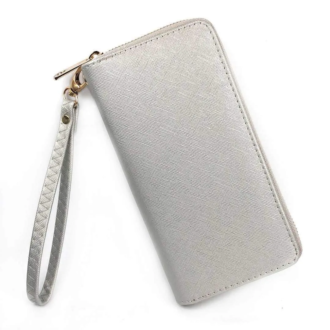 ELIOX Portafoglio Donna Zip Around in Pelle Sintetica - Argento - immagine 1