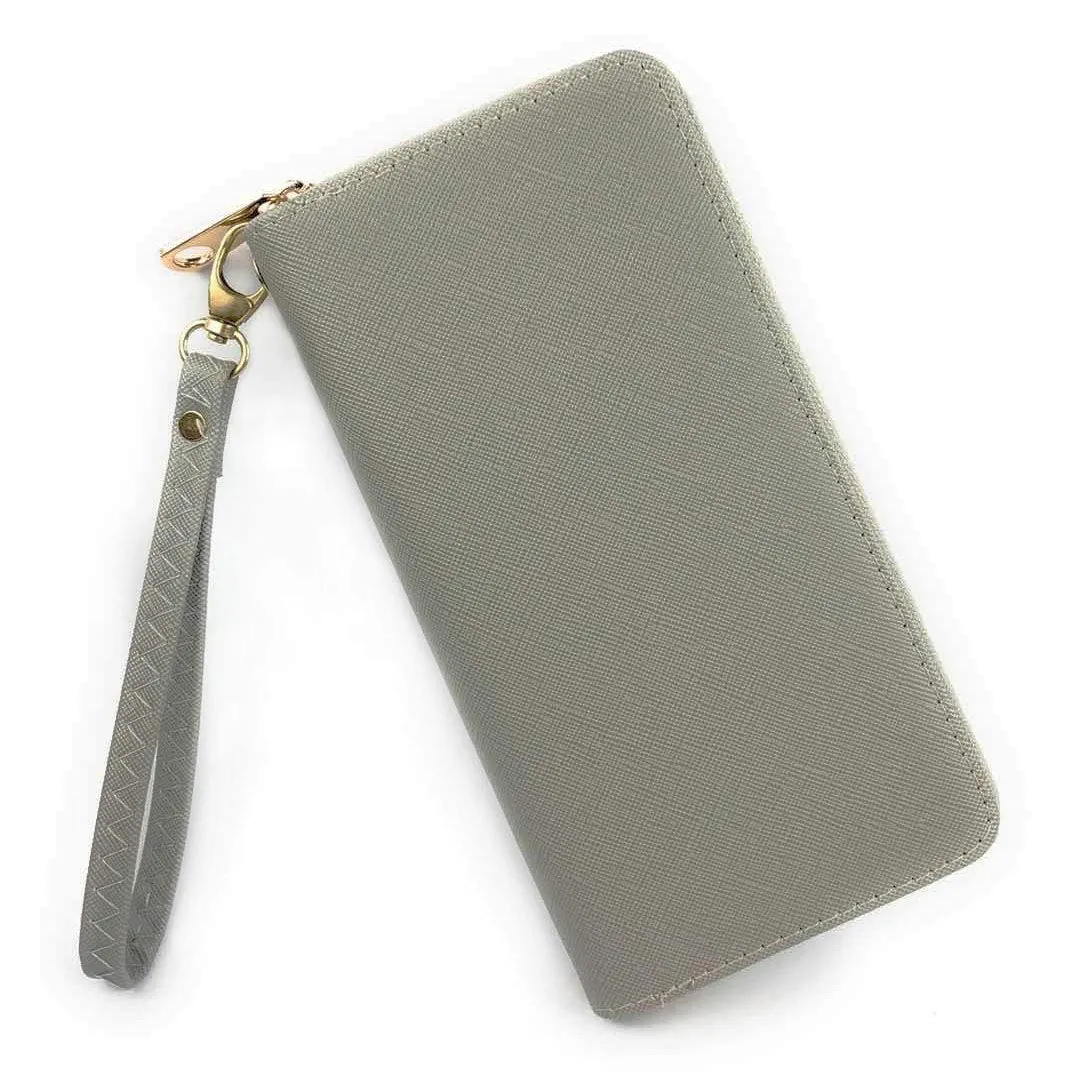 ELIOX Portafoglio Donna Zip Around in Pelle Sintetica, Grande, Grigio - immagine 1