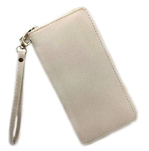 ELIOX Portafoglio Donna Zip Around in Pelle Sintetica - Beige - immagine 1