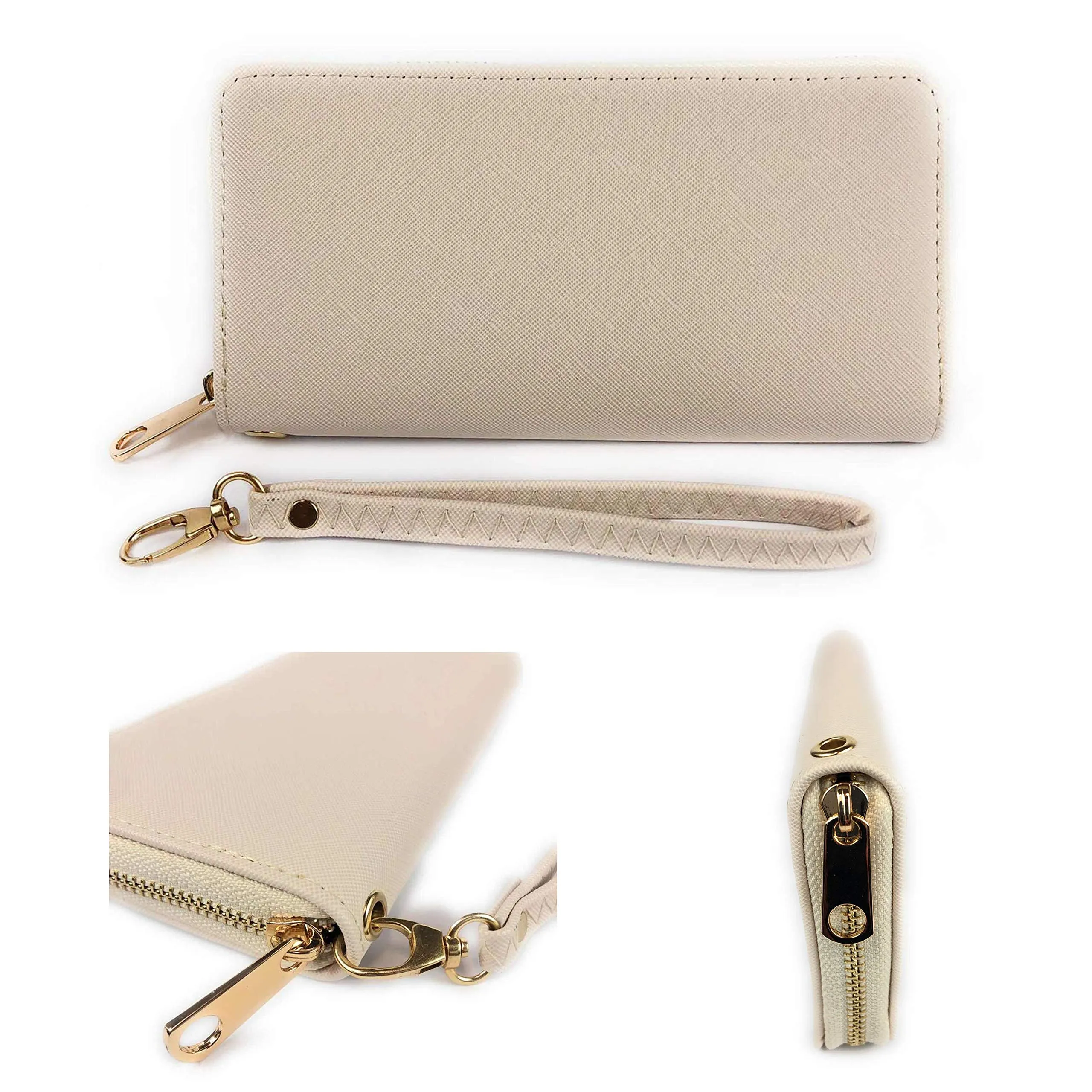 ELIOX Portafoglio Donna Zip Around in Pelle Sintetica - Beige - immagine 4