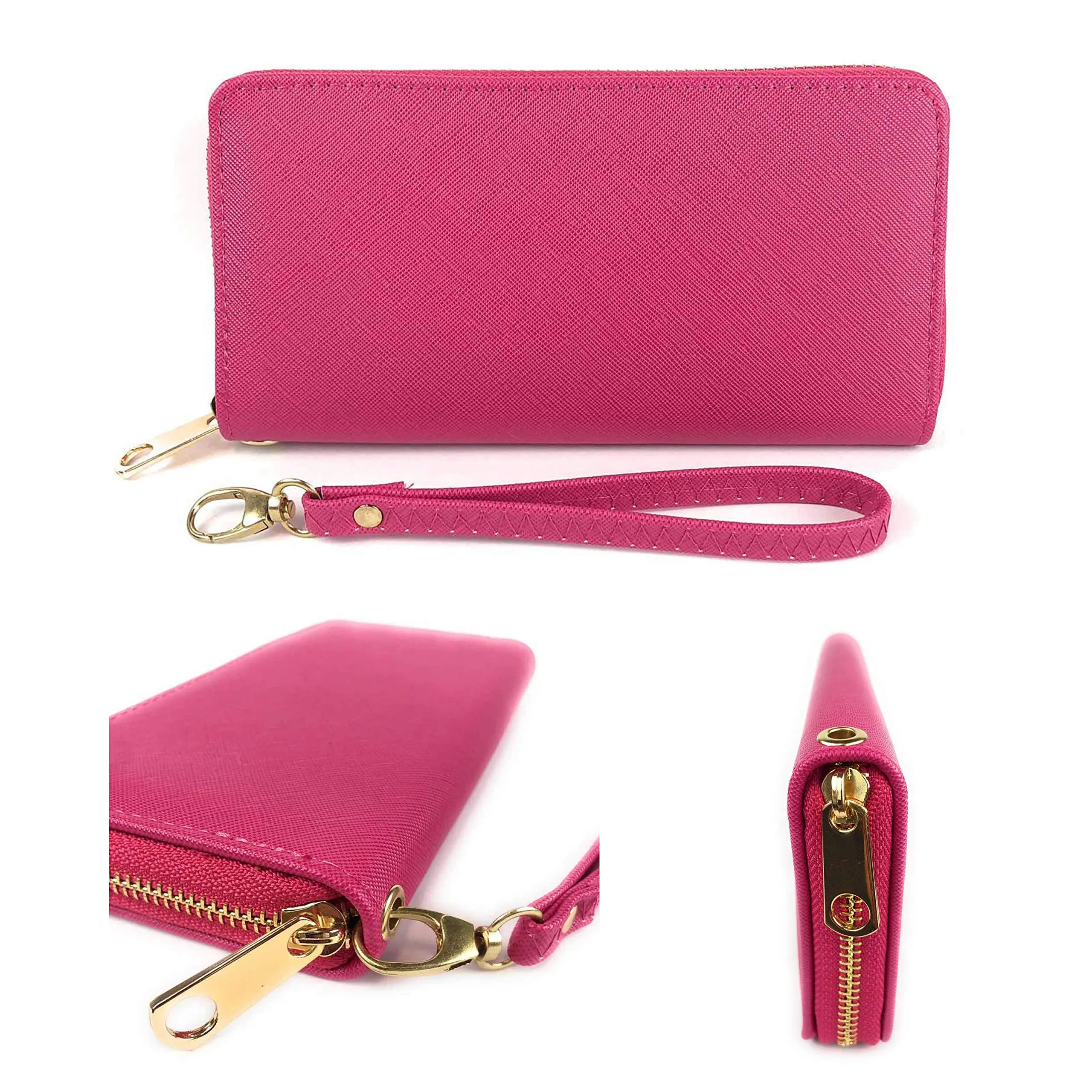 ELIOX Portafoglio Donna Zip Around in Pelle Sintetica - Fucsia - immagine 4