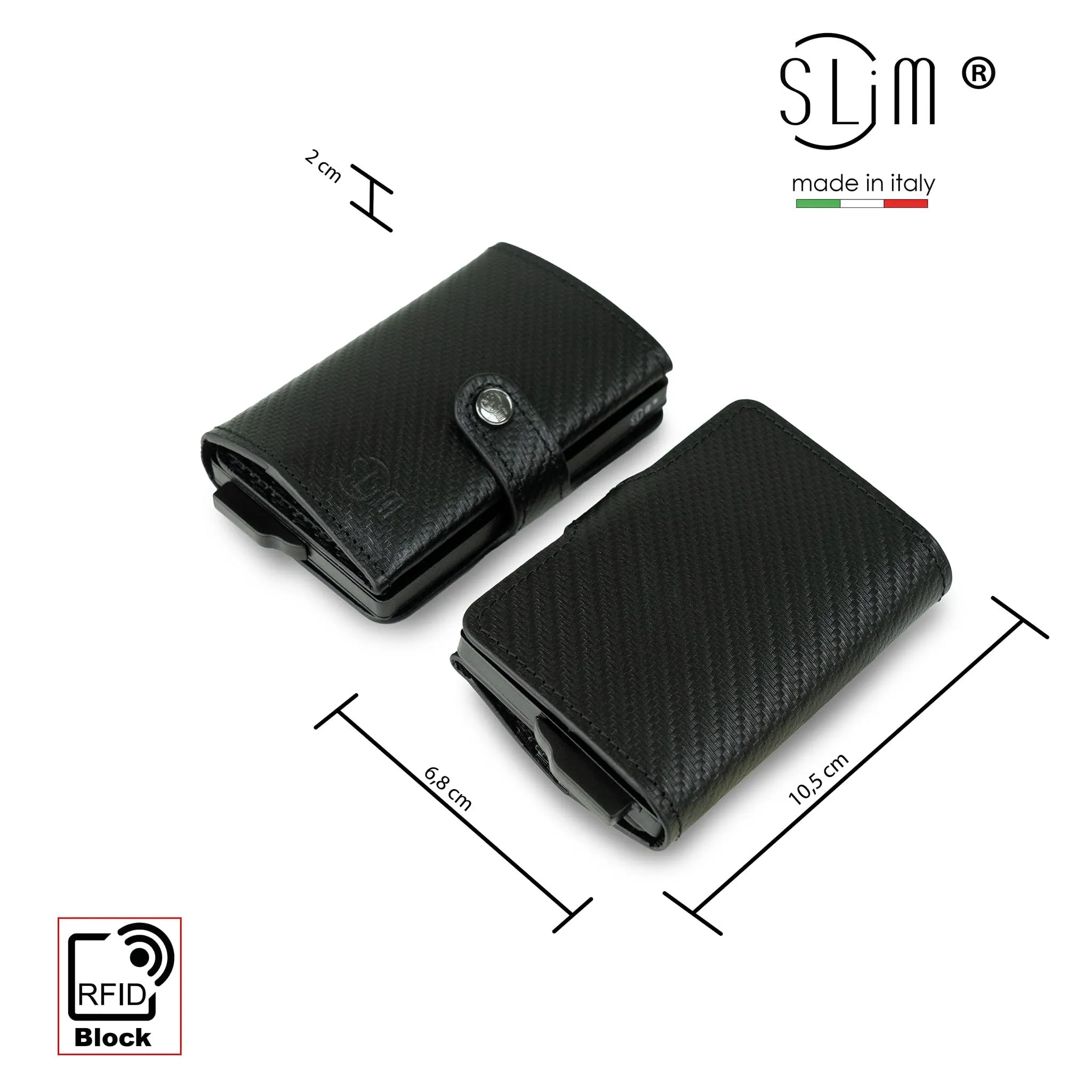 SLim Porta Carte di Credito RFID Carbon Nero Senza Zip - immagine 3