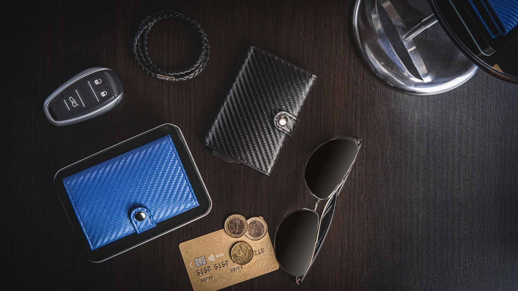 SLim Porta Carte di Credito RFID Carbon Nero Senza Zip - immagine 8