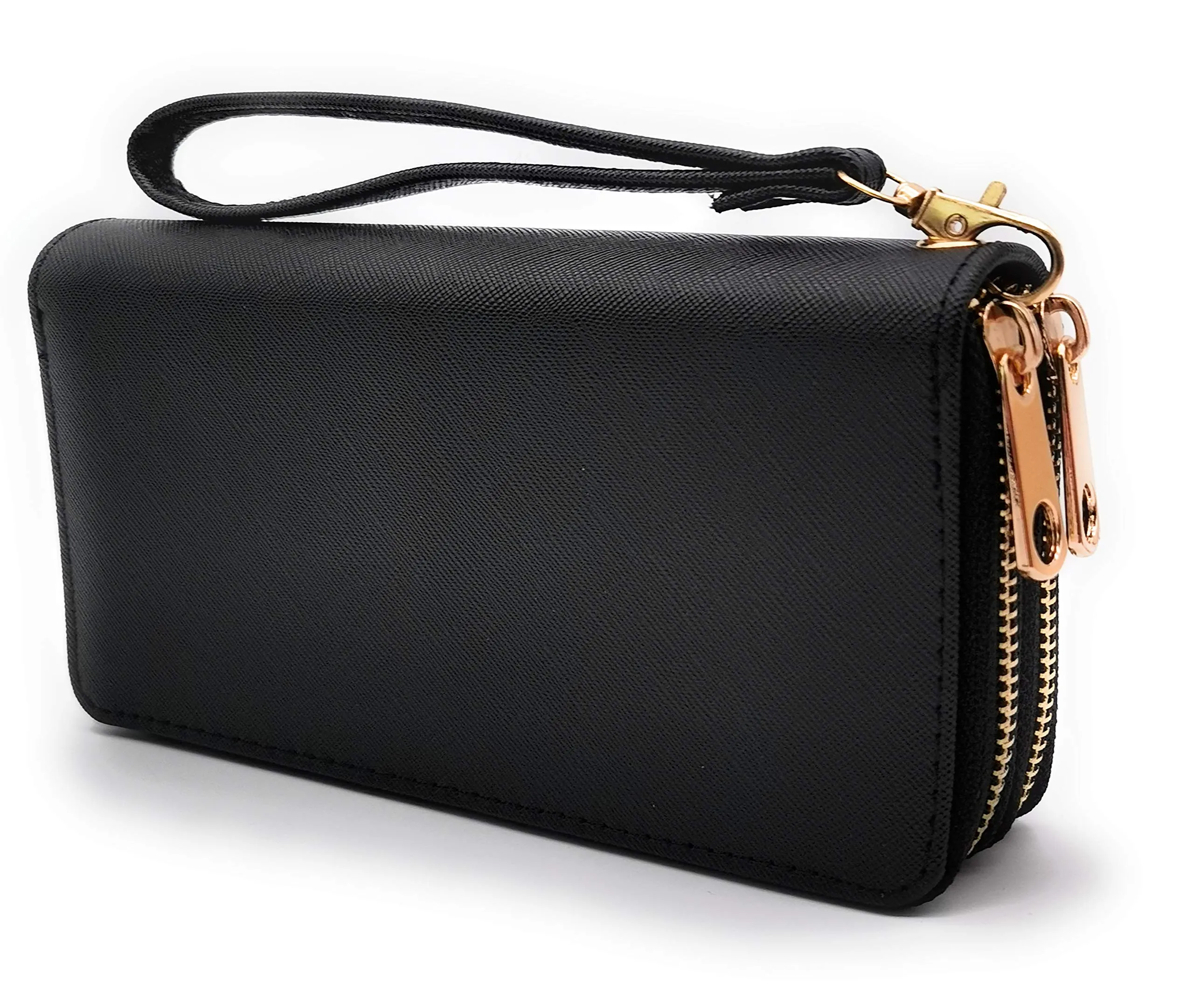 ELIOX Portafoglio Donna Zip Around in Pelle Sintetica, Nero - immagine 1