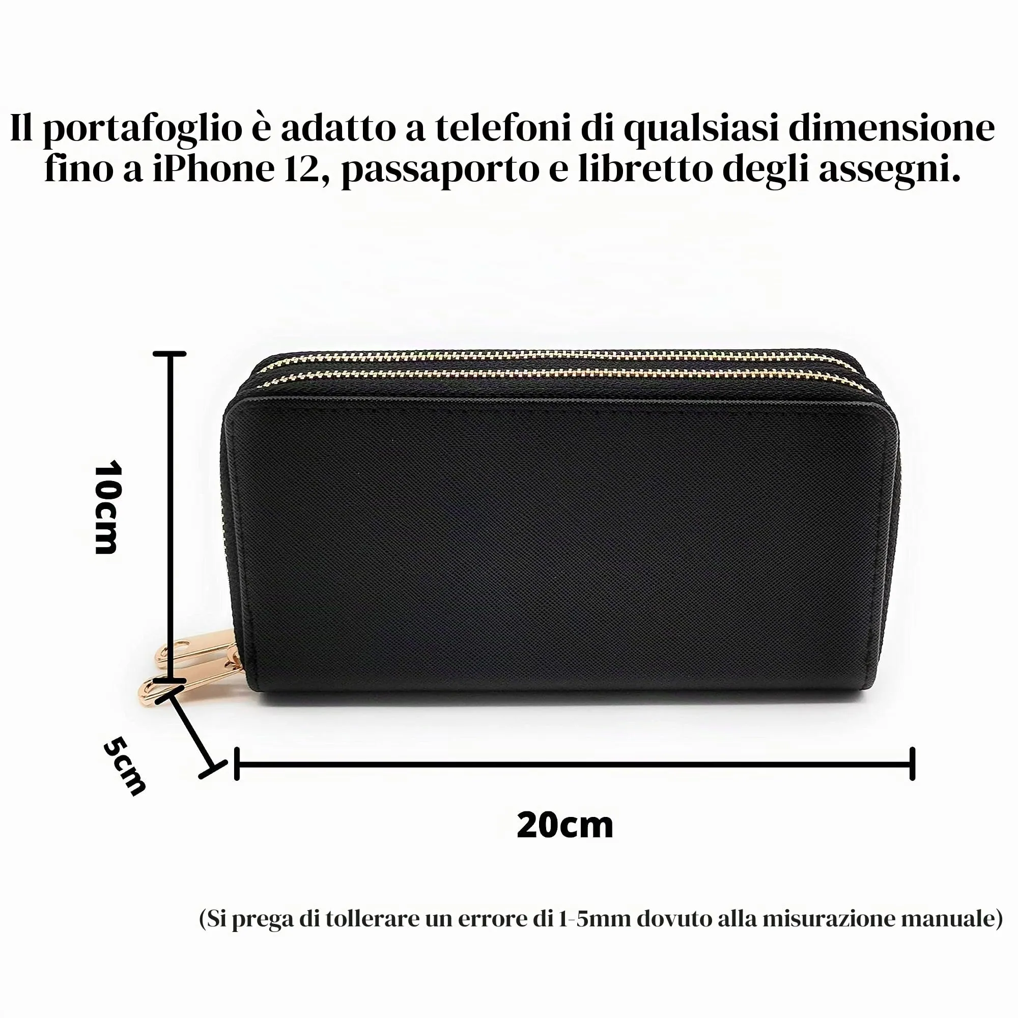 ELIOX Portafoglio Donna Zip Around in Pelle Sintetica, Nero - immagine 5