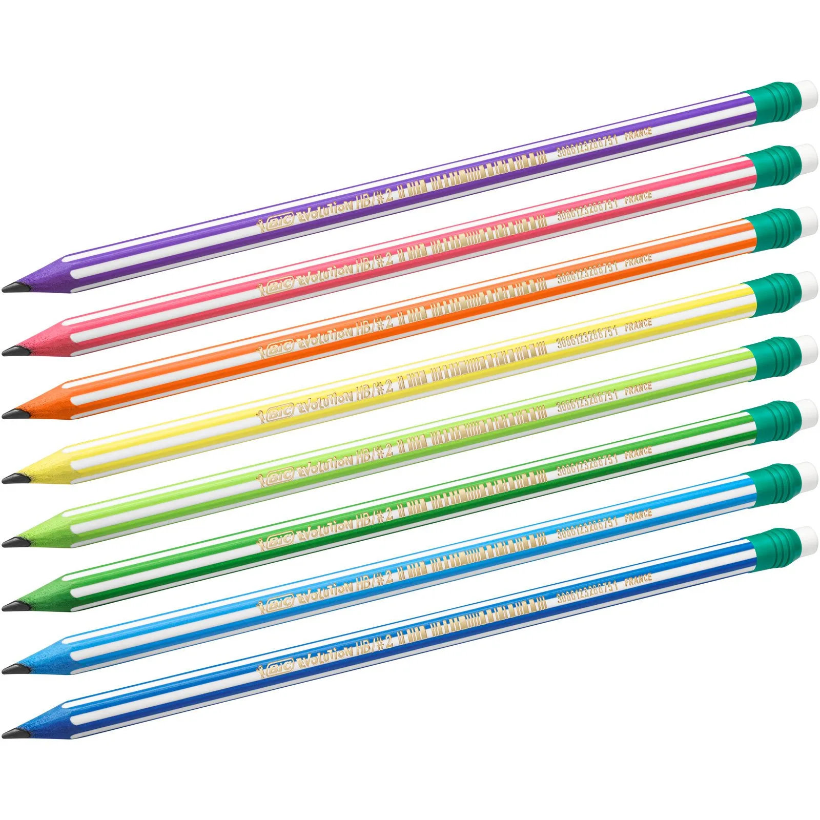 BIC Evolution Stripes, Matite HB con Gomma, Senza Legno, 12 unità - immagine 6