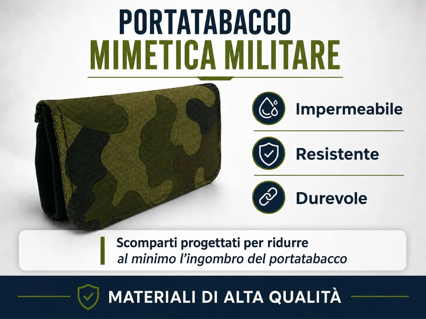 Mialand Porta Tabacco Mimetico Militare Impermeabile, 16 x 9 cm - immagine 5