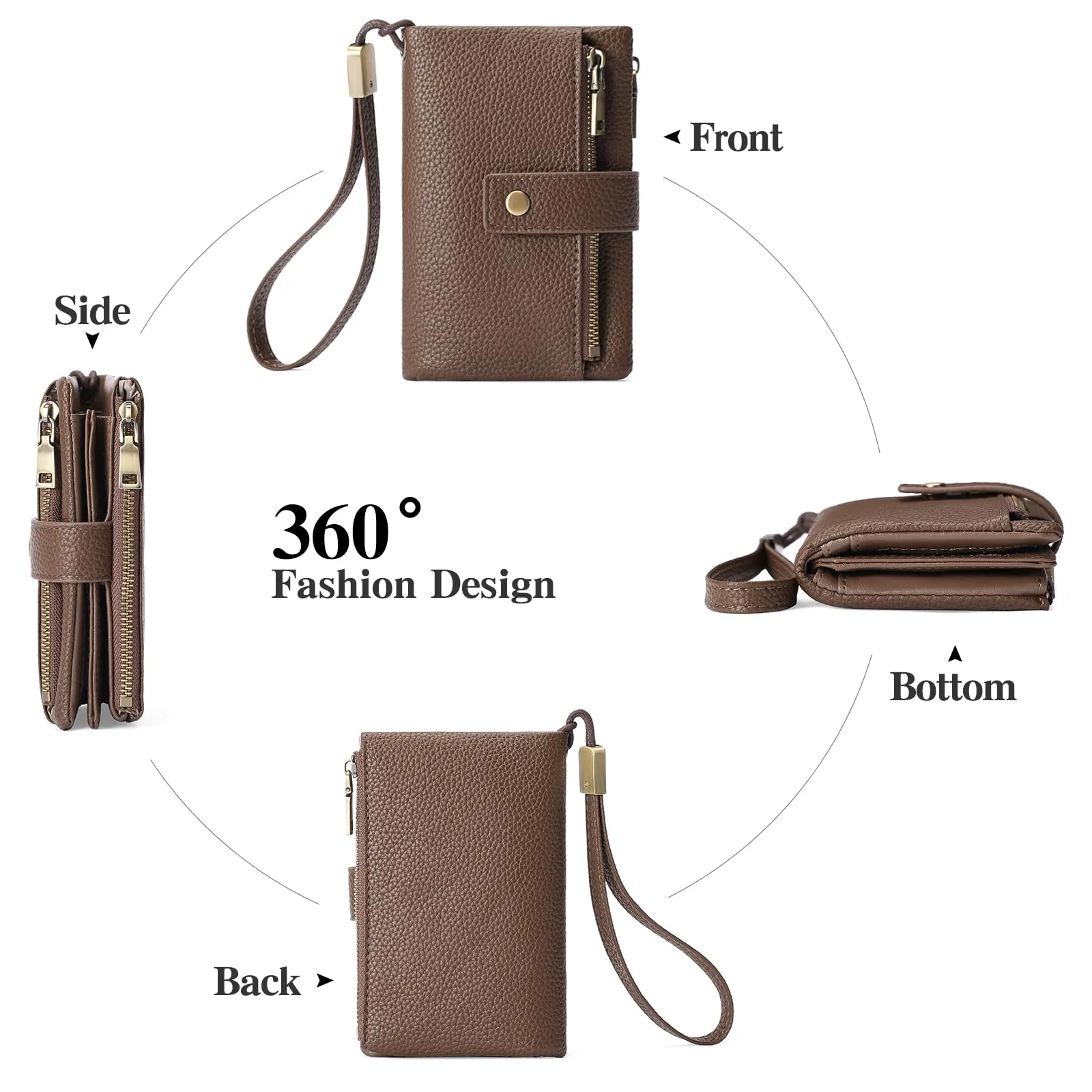 SENDEFN Portafoglio Donna in Pelle Medio con Blocco RFID, Portamonete, Slot per Carte e Tracolla Staccabile - immagine 5