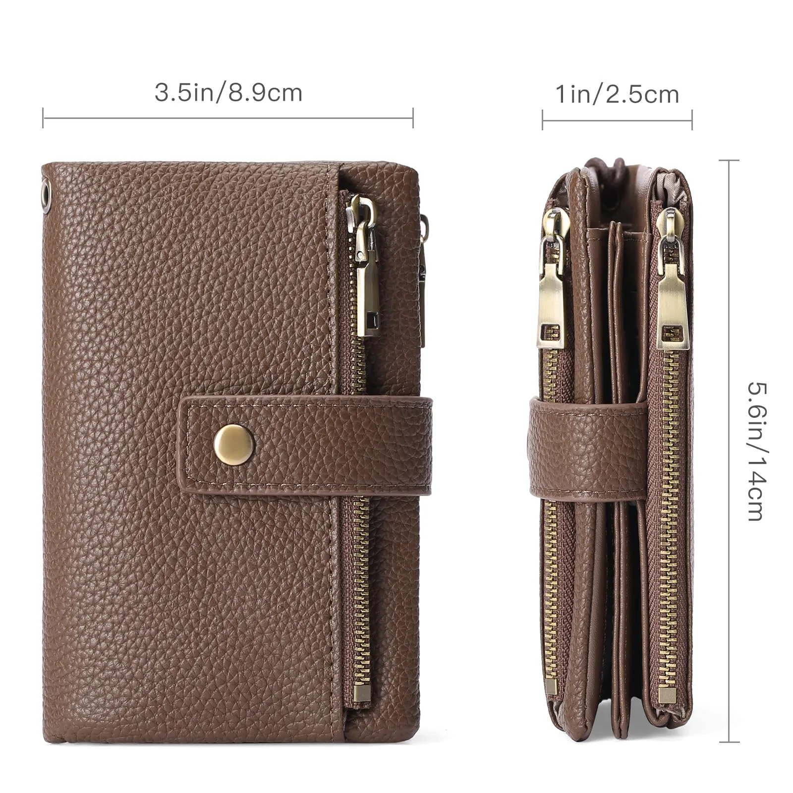 SENDEFN Portafoglio Donna in Pelle Medio con Blocco RFID, Portamonete, Slot per Carte e Tracolla Staccabile - immagine 6