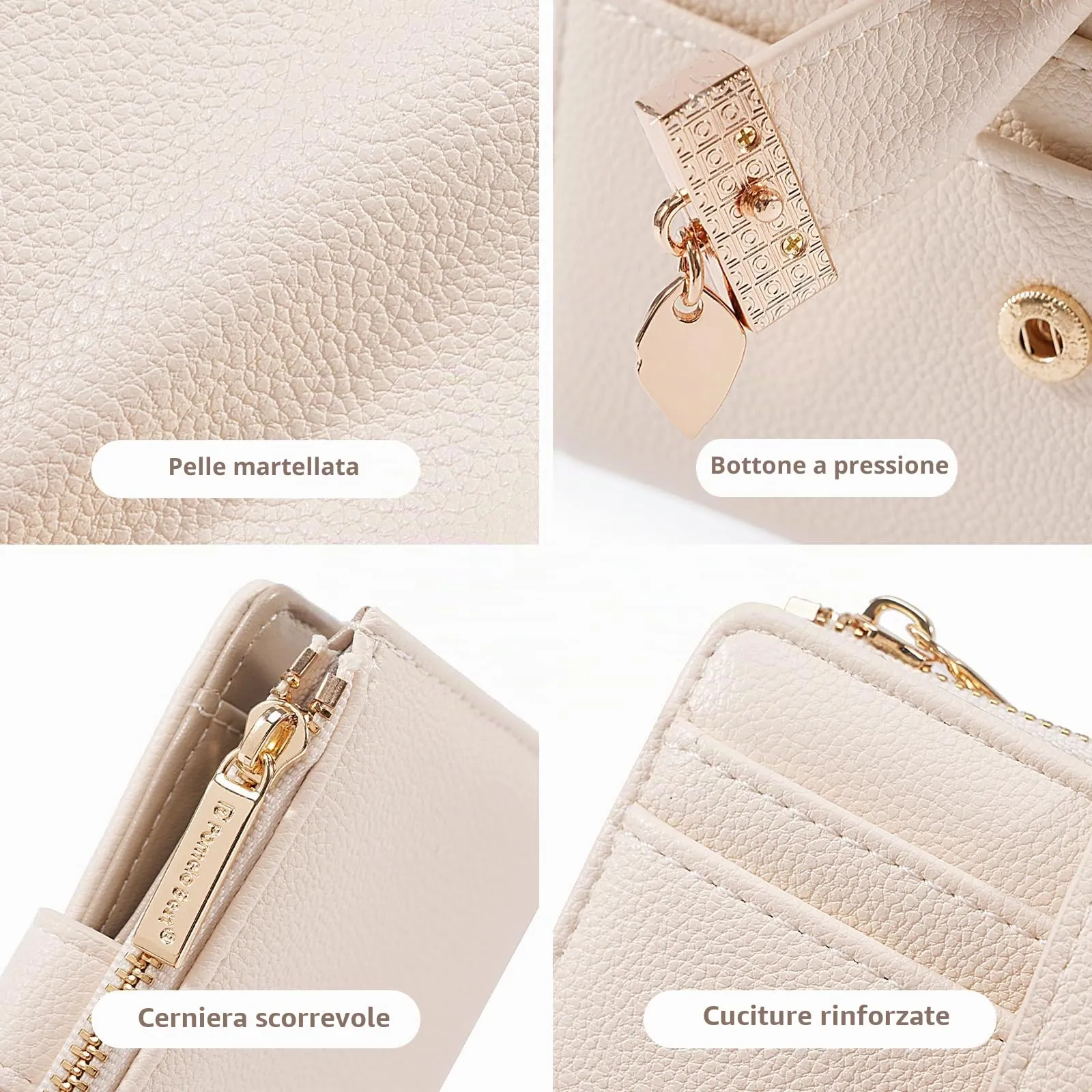 Pomelo Best Piccolo Portafoglio Donna con Zip e Scomparti per Carte (Beige) - immagine 3
