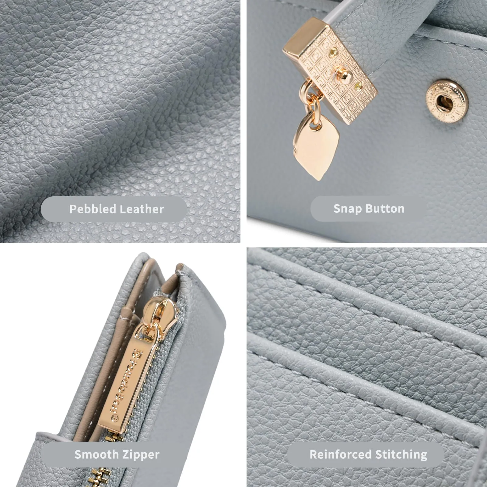 Pomelo Best Piccolo Portafoglio Donna Compatto con Zip e Scomparti per Carte - Grigio - immagine 4