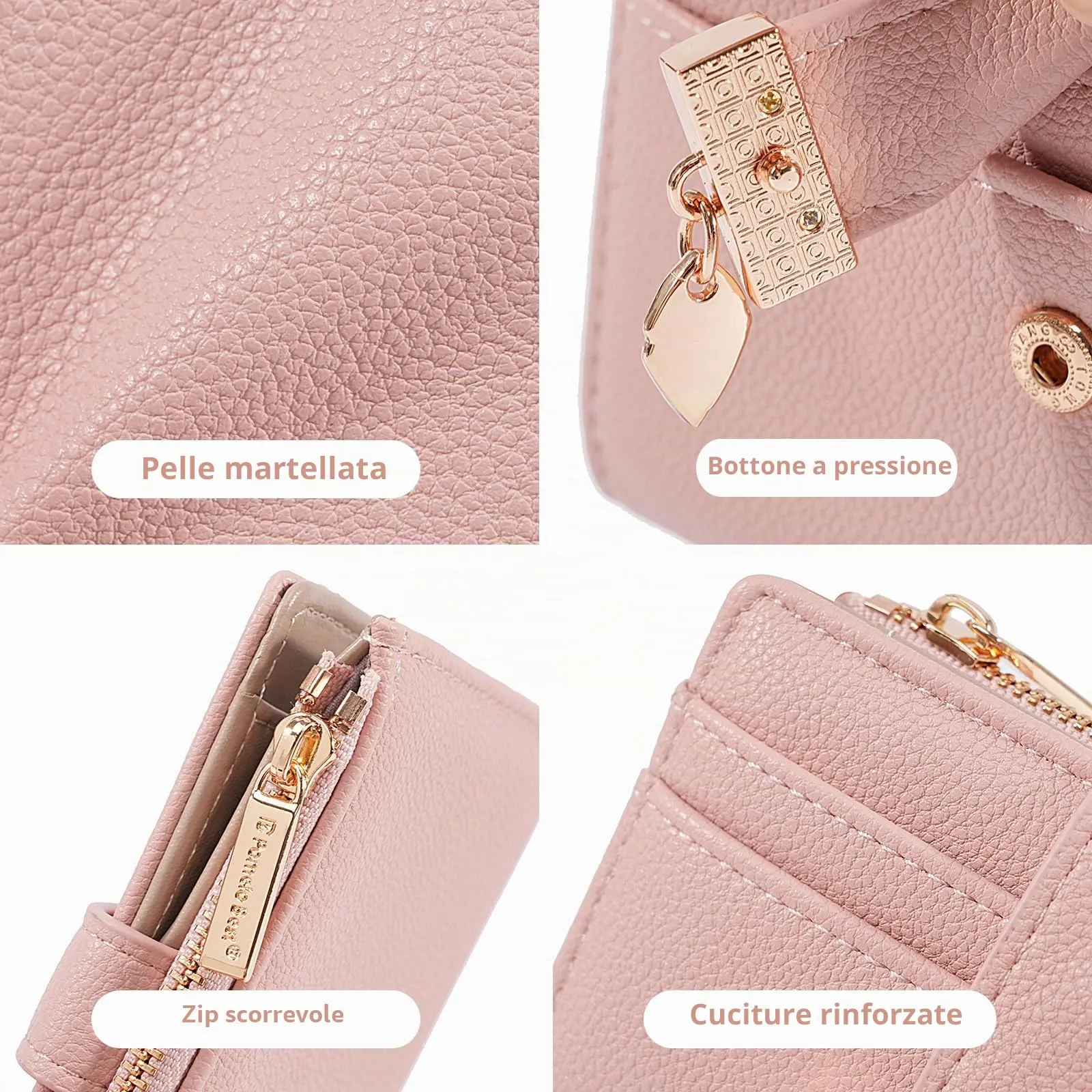 Pomelo Best Portafoglio Donna Compatto con Zip (Beige) - immagine 4